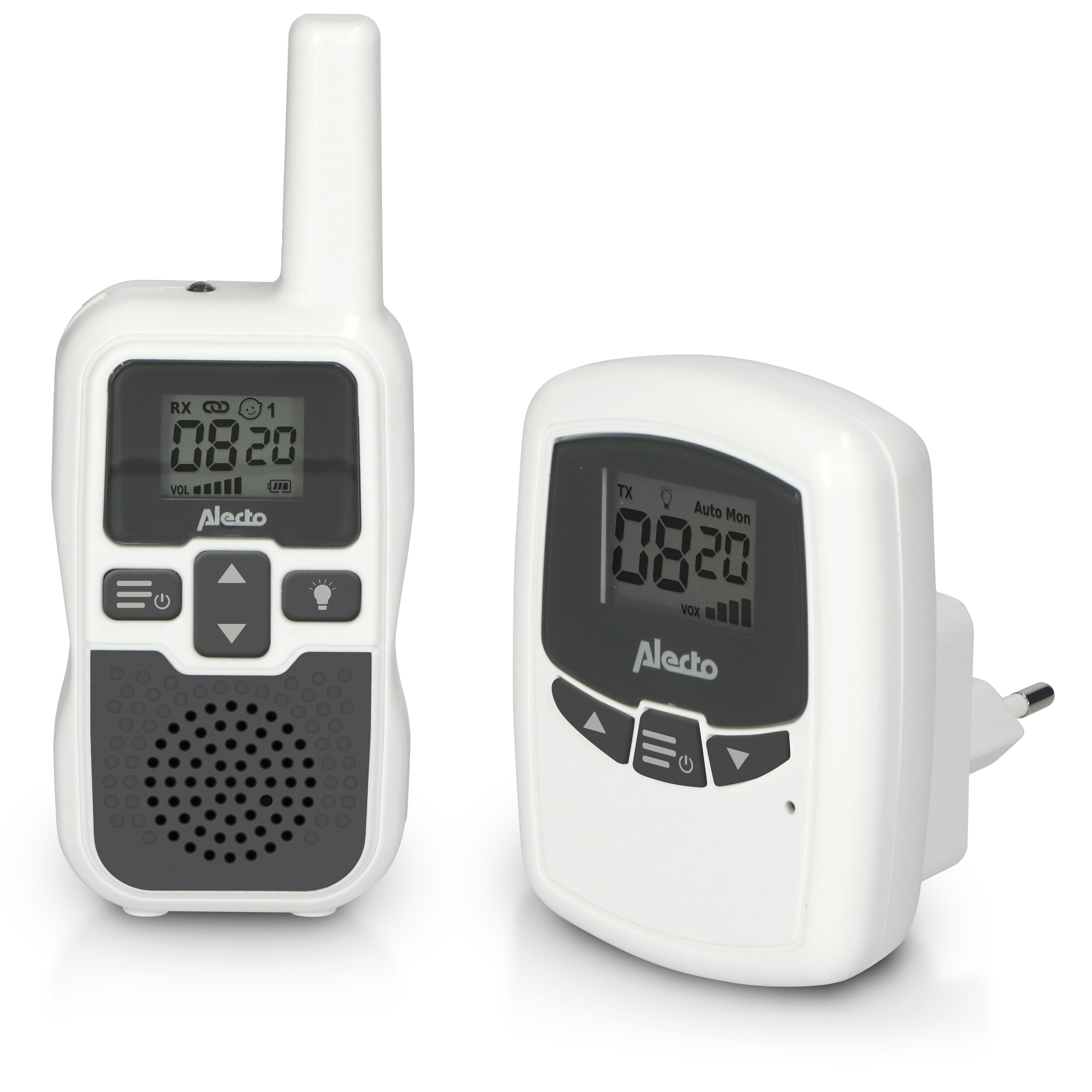 Alecto Babyphone DBX-80, 1-tlg., 3km Reichweite, hohe Reichweite, inkl. Taschenlampe, 9 Std. Akkulaufzeit, VOX Funktion