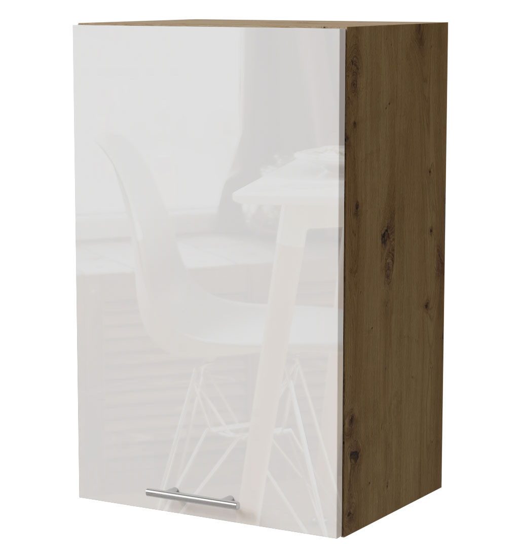 Feldmann-Wohnen Klapphängeschrank Essen (W2/45, 1-türig, 2 Einlegeböden, 1-St., Küchenhängeschrank) 45x32,5x72cm Eiche Artisan - weiß Hochglanz (ES-W2/45)