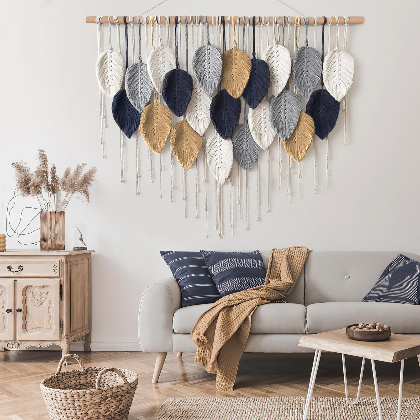 Coonoor Wanddekoobjekt Großer Makramee-Wandbehang, Boho-Blätter, Makramee-W günstig online kaufen