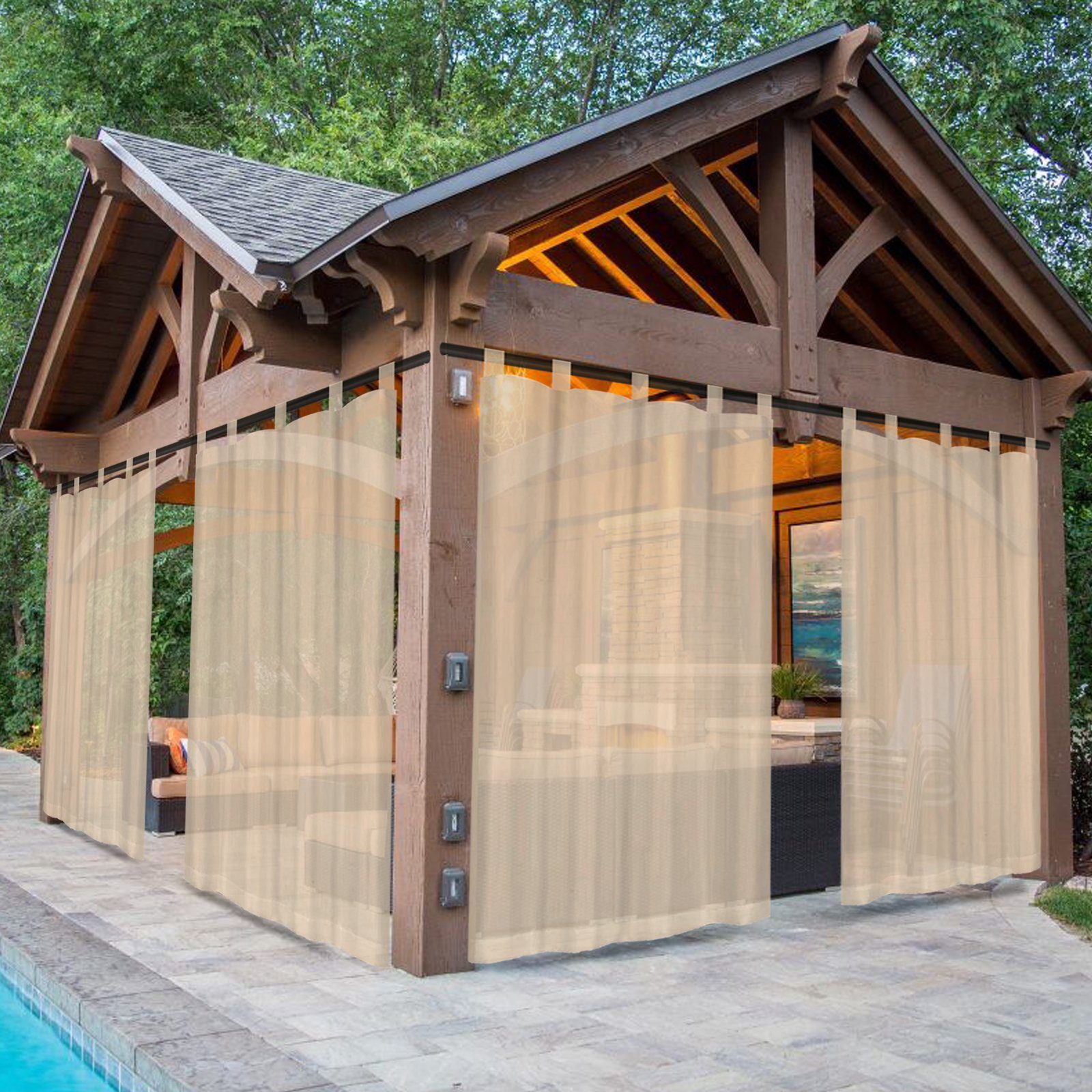 BTTO V&G Outdoorvorhang Wasserdichter Gardinen,Transparenter Balkon günstig online kaufen