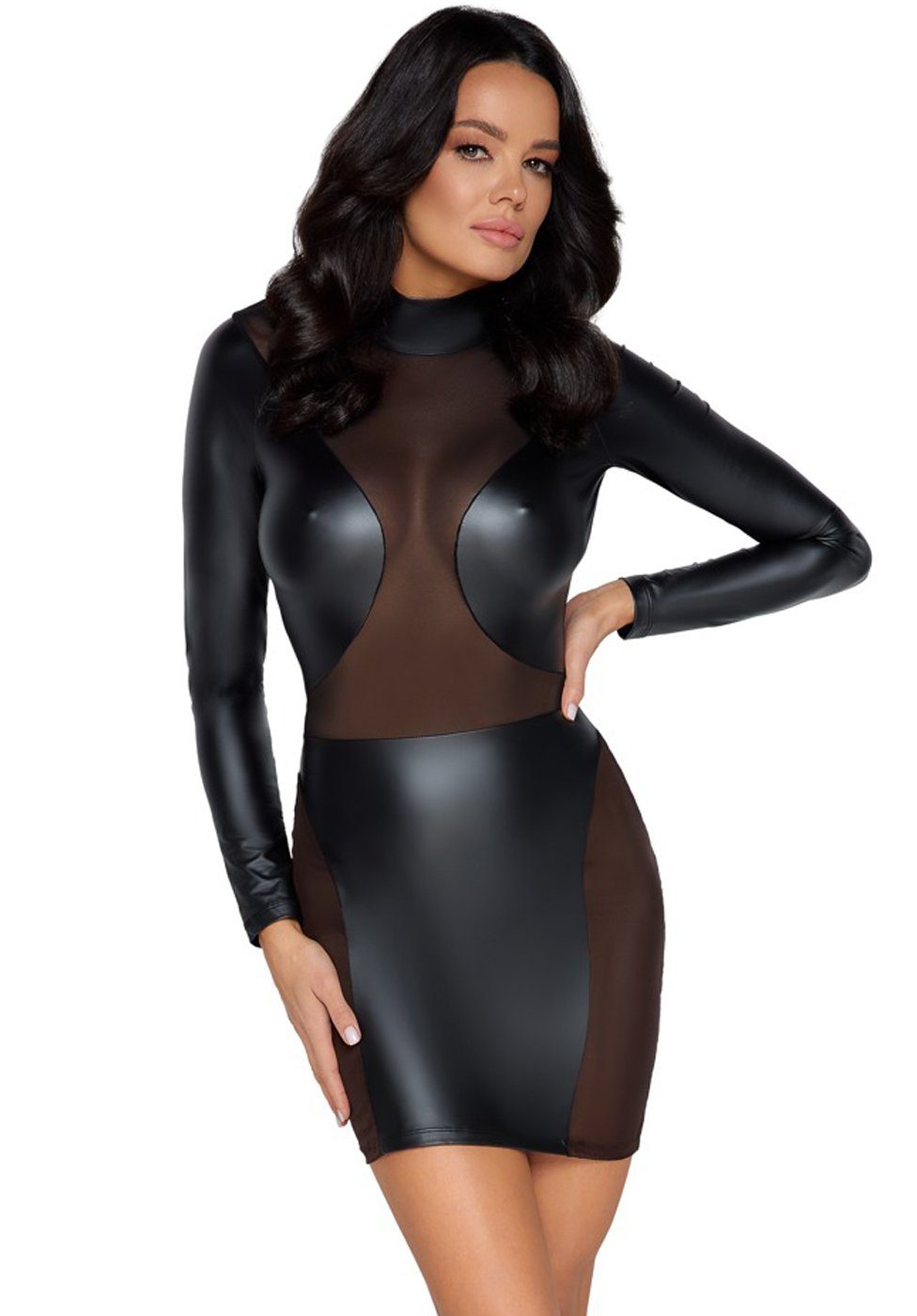 Cottelli Collection Minikleid Wetlook-Kleid transparent - schwarz (1-tlg) M günstig online kaufen