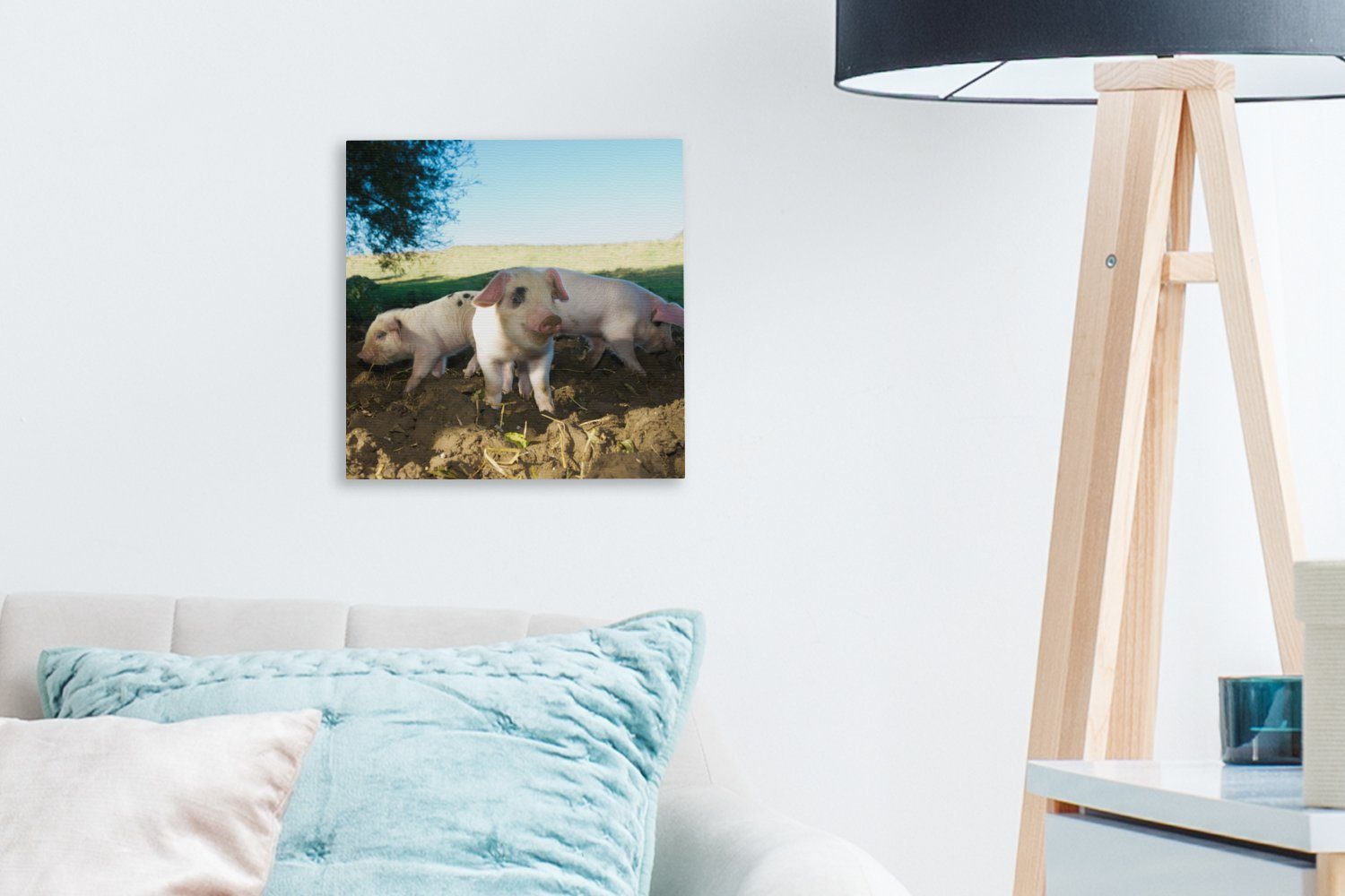 - - Leinwand Schweine Leinwandbild Tiere Schlafzimmer Bilder Landschaft, (1 OneMillionCanvasses® Wohnzimmer St), für
