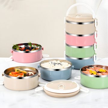 Retoo Lunchbox Thermo Lunchbox 4 Schicht Edelstahl Brotdose Lebensmittelbehälter, (Packung, 4 Behälter aus Edelstahl + PP in 4 Farben), Haltbarkeit, Leicht zu reinigen, Ökologie