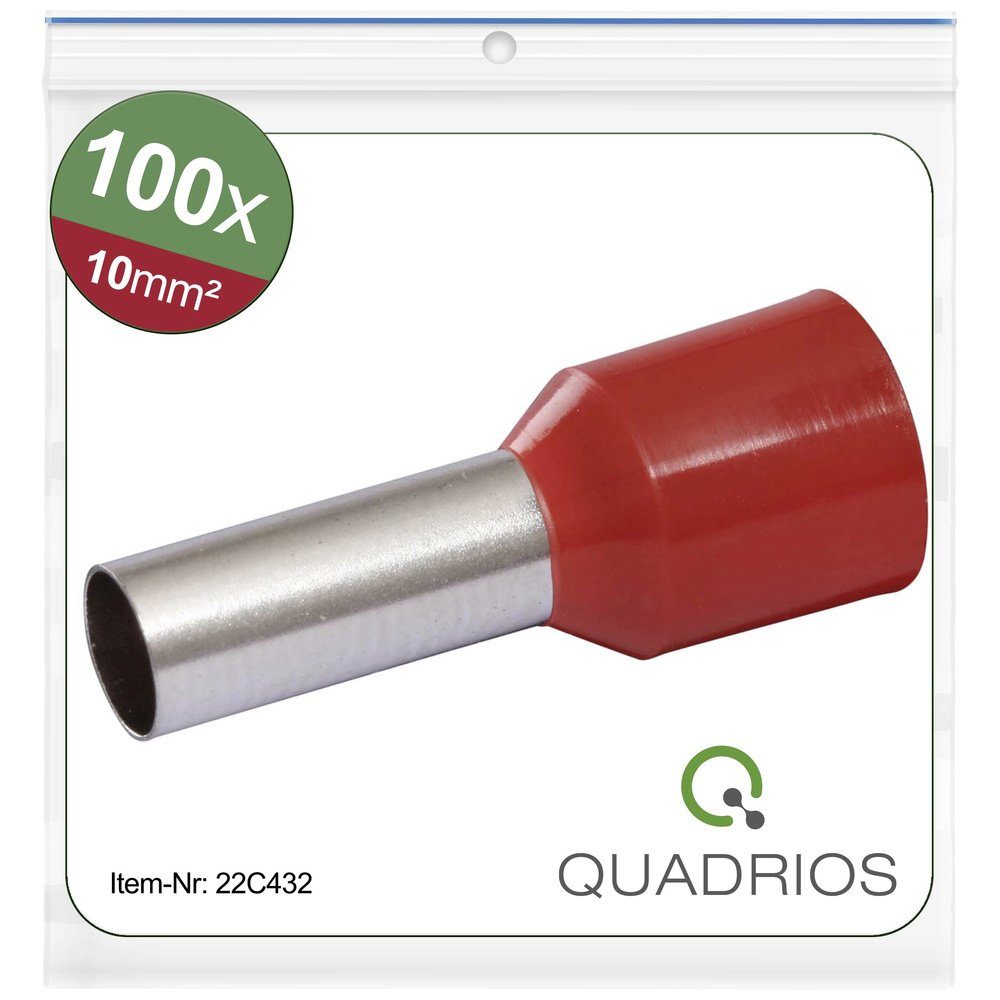 Quadrios Aderendhülsen Quadrios 22C432 Aderendhülse 10 mm² Teilisoliert Rot 1 Set, 22C432 | Kabelverbinder