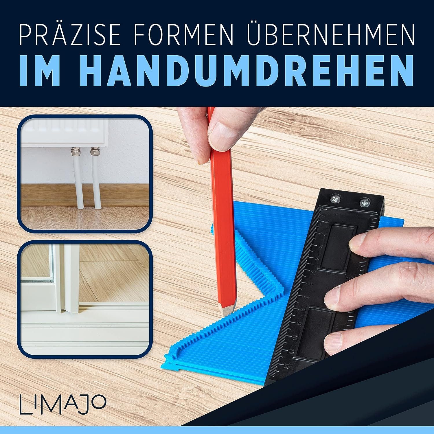 SO-TECH® Konturenlehre 25 cm und 12 cm, Messbereich max. 13cm, Lamellenbreite 1,5mm, Set, 2-St., Formen präzise Übernehmen für Verlegearbeiten