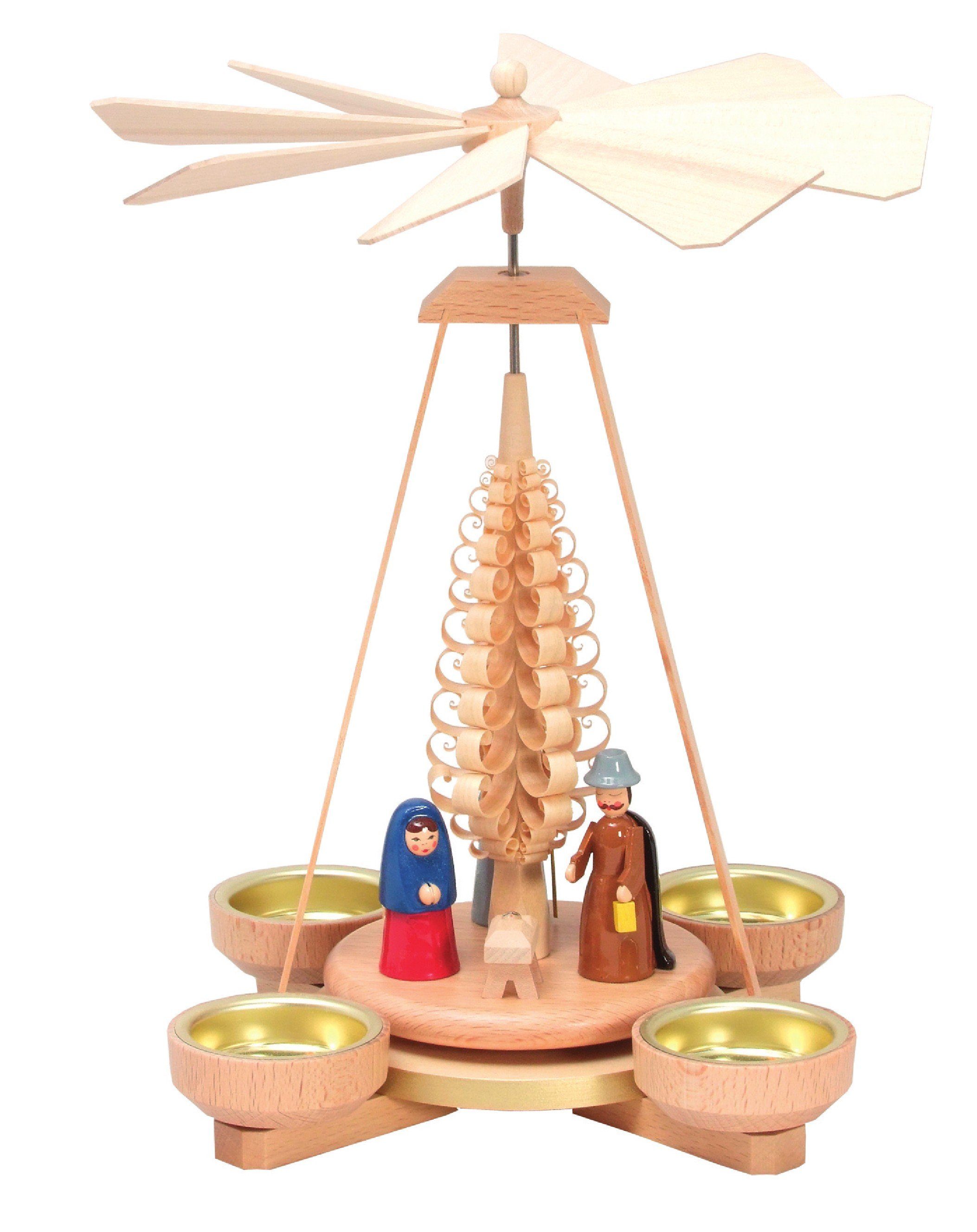 Weihnachtspyramide TOP Tisch Pyramide Geburt Christus für Teelichter Handarbeit NEU 1008