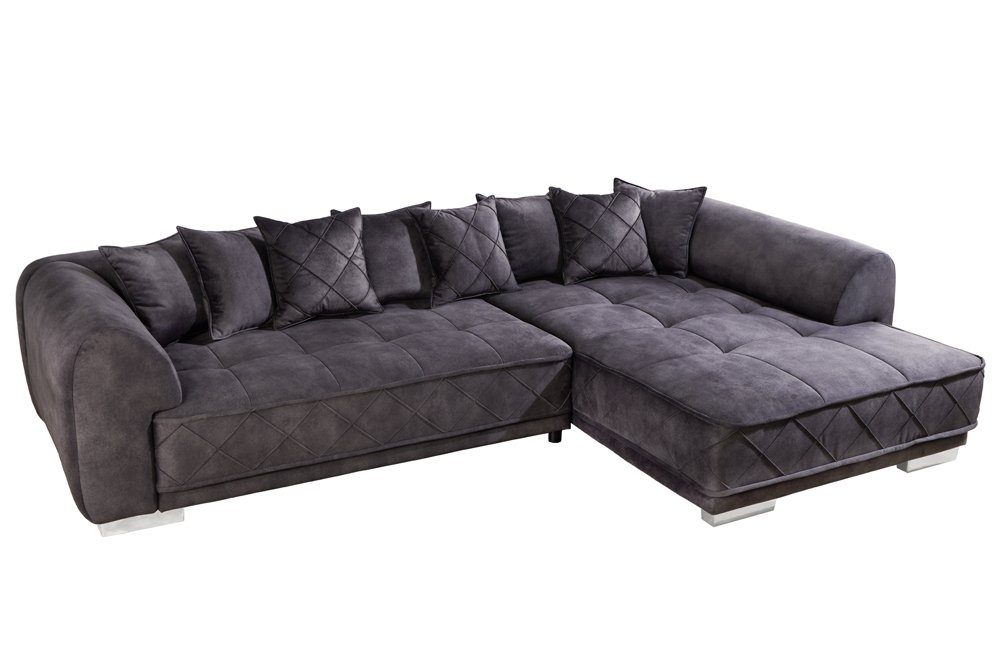 riess-ambiente Ecksofa DECADENCIA 320cm dunkelgrau · XXL Couch aus Samt ink günstig online kaufen
