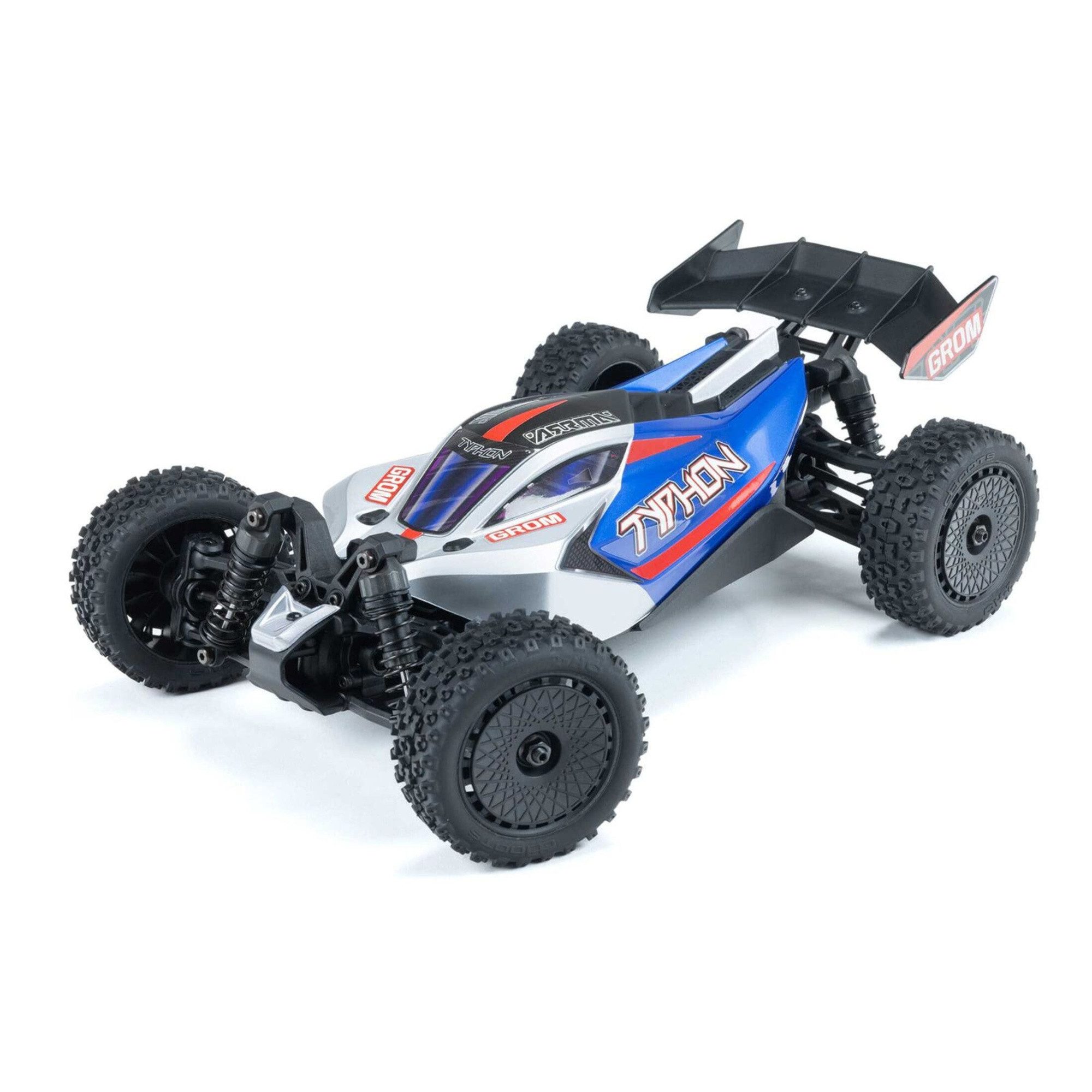 RC-Buggy Arrma RC Buggy Typhon Grom Mega 380 4X4 RTR 1:18 mit Akku, Lader Blau