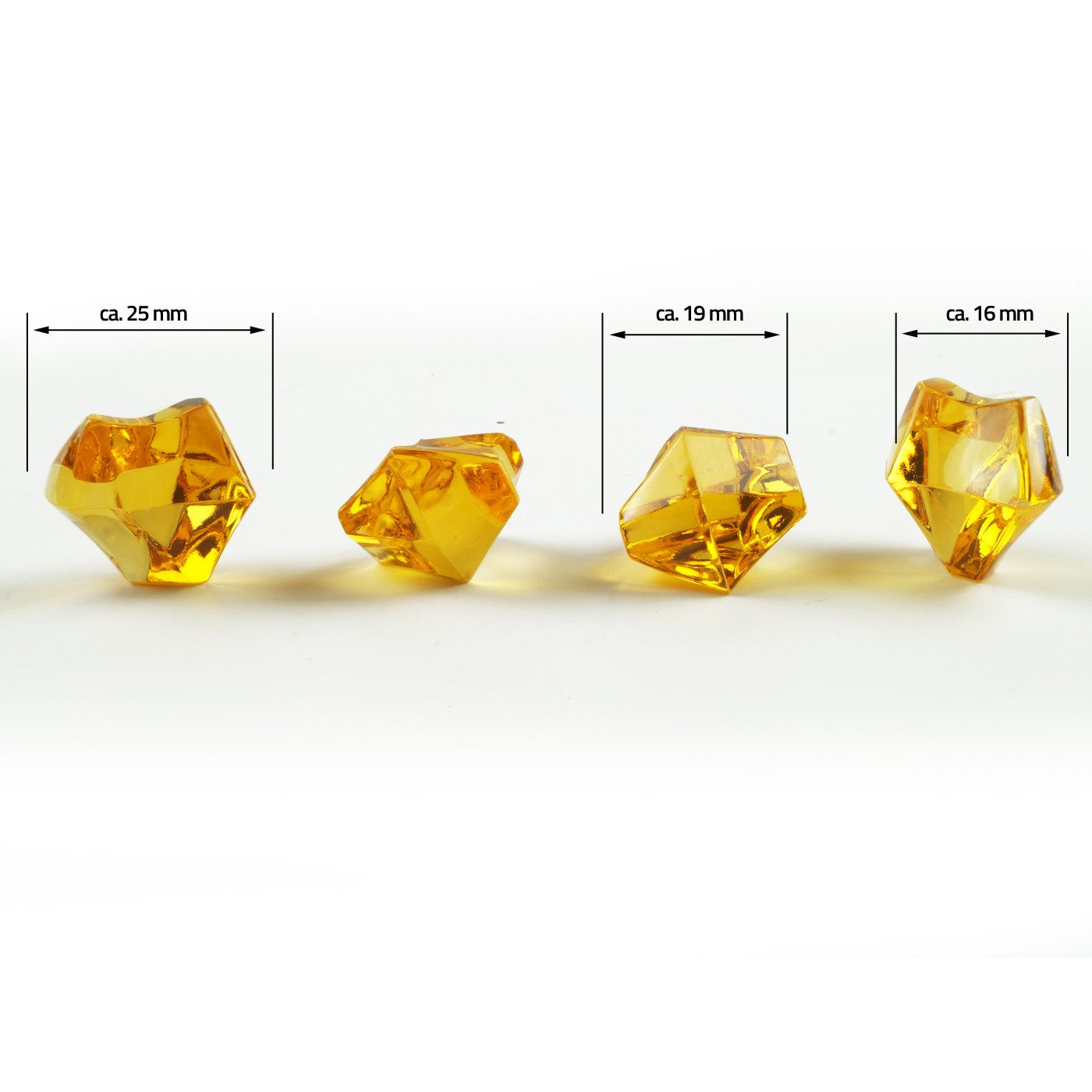 Goodymax Streudeko Goodymax® Kristall-Eis 25 mm Honiggelb 50 Stück, Gelb Ziersteine Dekosteine Granulat Diamanten Edelsteine