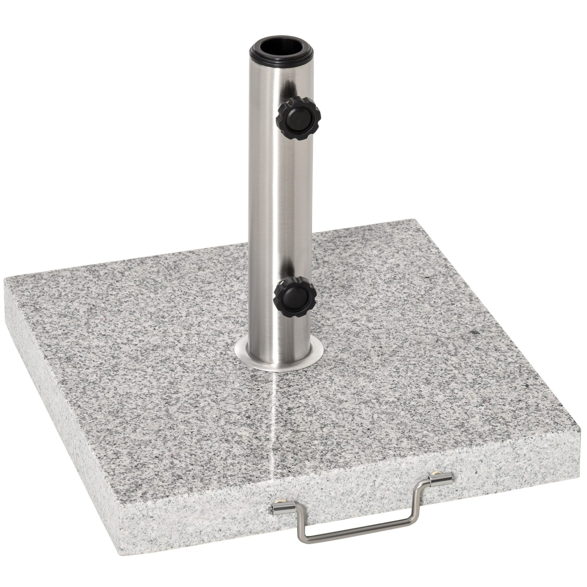 OKWISH Schirmständer Sonnenschirmständer 28 kg Marmor Edelstahl 40x40x36 cm Schirmfuß (1 St., Terrasse Balkon Outdoor Schirmhalter mit Steinplatte Edelstahl), Mobiler Schirmständer stabiler Standfuß für Sonnenschirm Garten