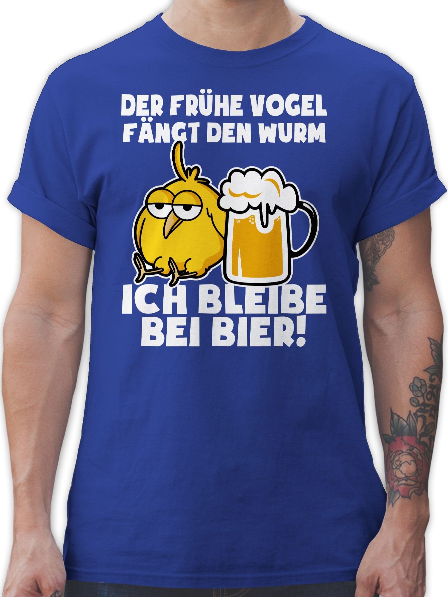 Shirtracer T-Shirt Der frühe Vogel fängt den Wurm! Ich bleibe bei Bier! - weiß - Party & Alkohol Herren - Herren Premium T-Shirt tshirt herren alkohol 02 Royalblau