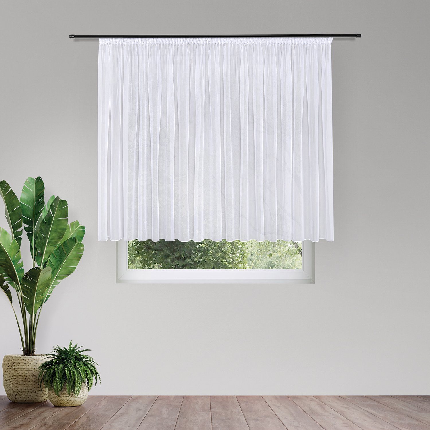 Gerster Gardine Martina (1 St), Smokband, halbtransparent, Voile, Pflegeleichte Effekt-Voile-Webware