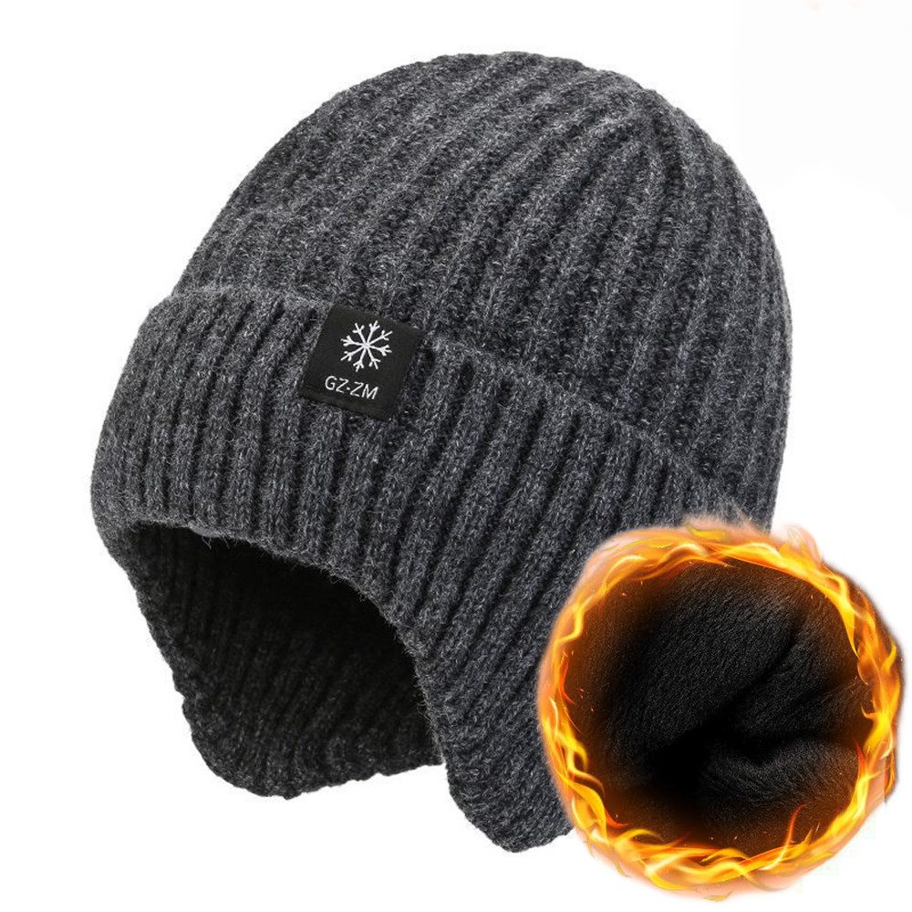 Coonoor Strickmütze Wintermütze Halswärmer Set für Herren Damen Beanie Strickmütze mit Wollfutter und Ohrklappen, Warme Loop Schal