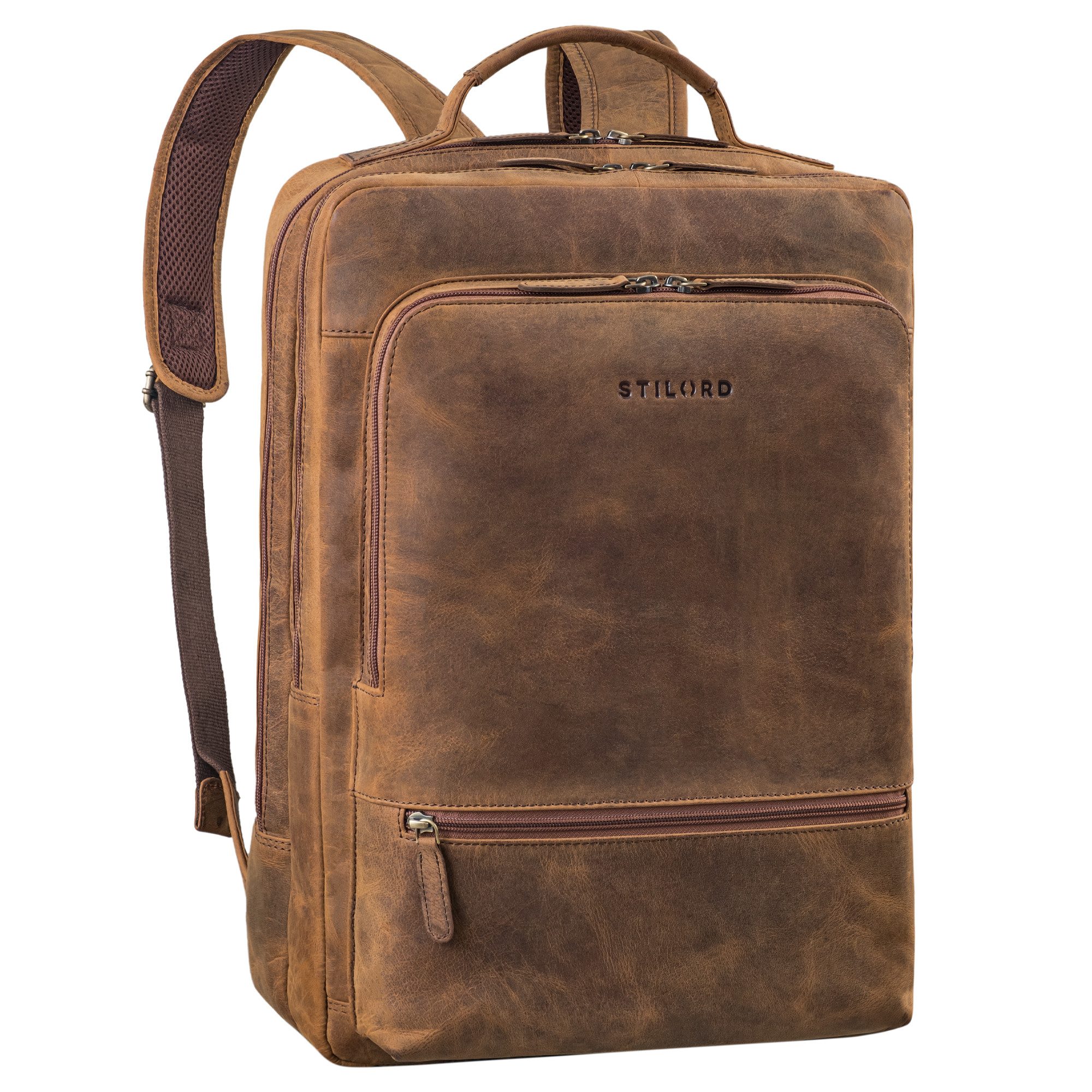 STILORD Notebookrucksack "Christian" XL Business-Rucksack Herren & Damen Leder Laptop 15 - 17,3