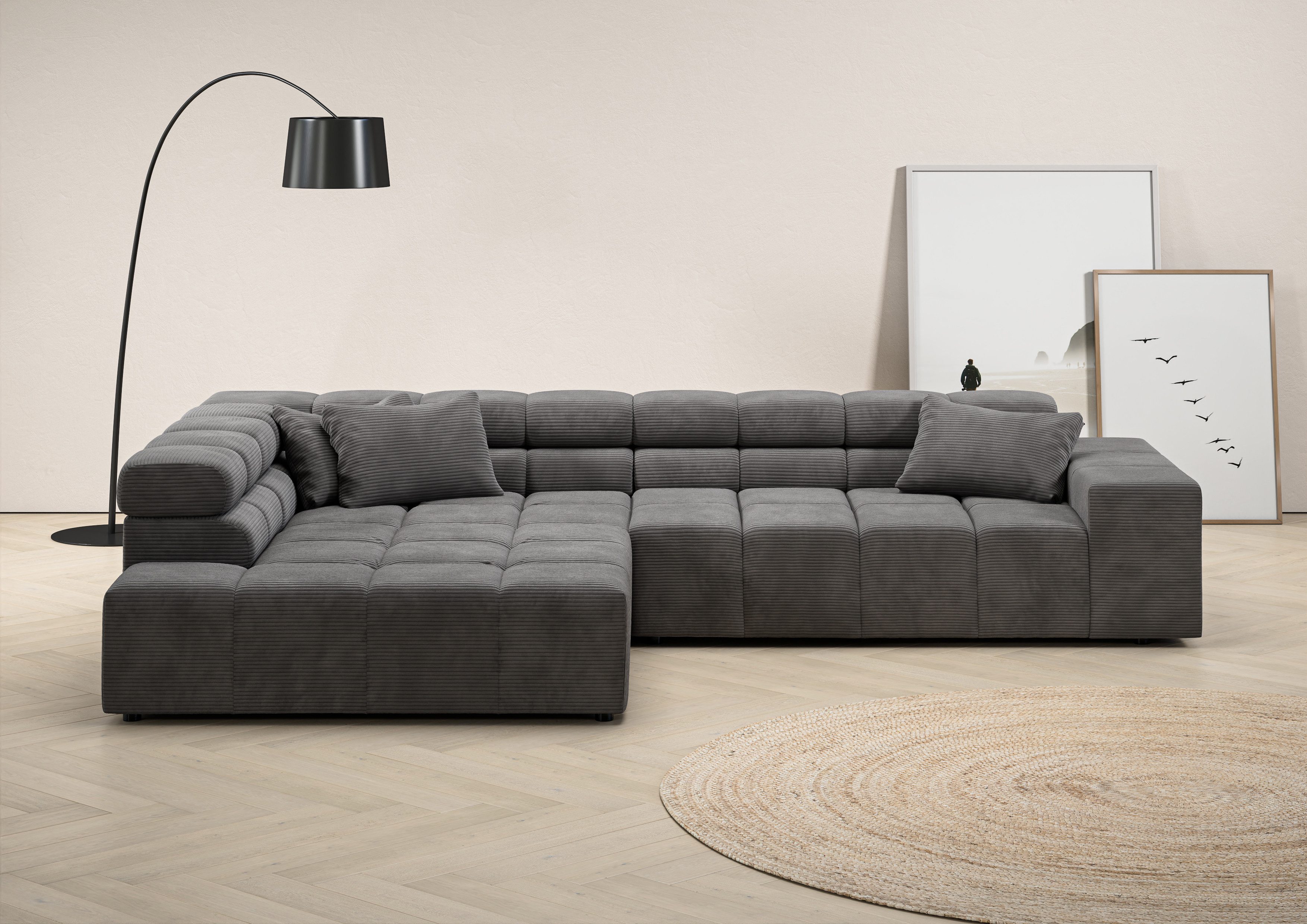 INOSIGN Ecksofa Ancona incl. Kopfteilverstellung, OTTOs Choice, Breite 319cm, L-Form, wahlweise motorische Sitztiefenverstellung, auch in Cord + Easy Care
