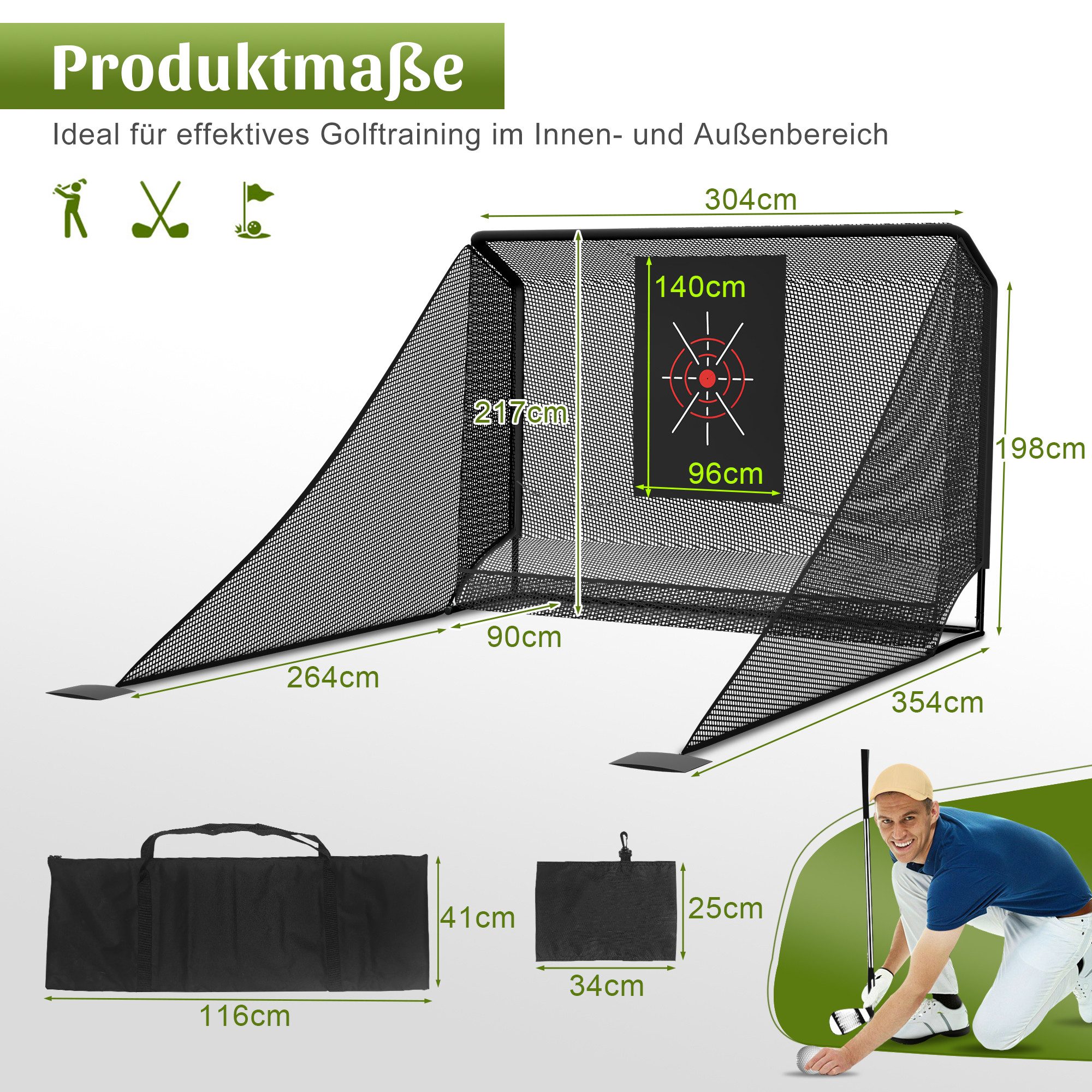 GIHAUVIA Golfnetz Sport Golfkäfig Zielnetz, Reißfeste Netzkonstruktion, Golfmatte.
