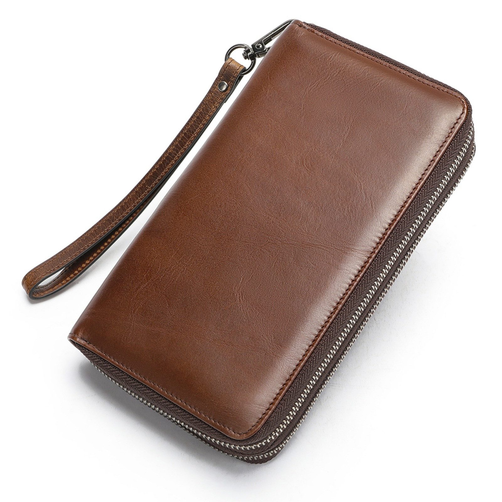 Brieftasche Herren Leder Brieftasche Handgelenkriemen Großes Kartenetui Geldbörse