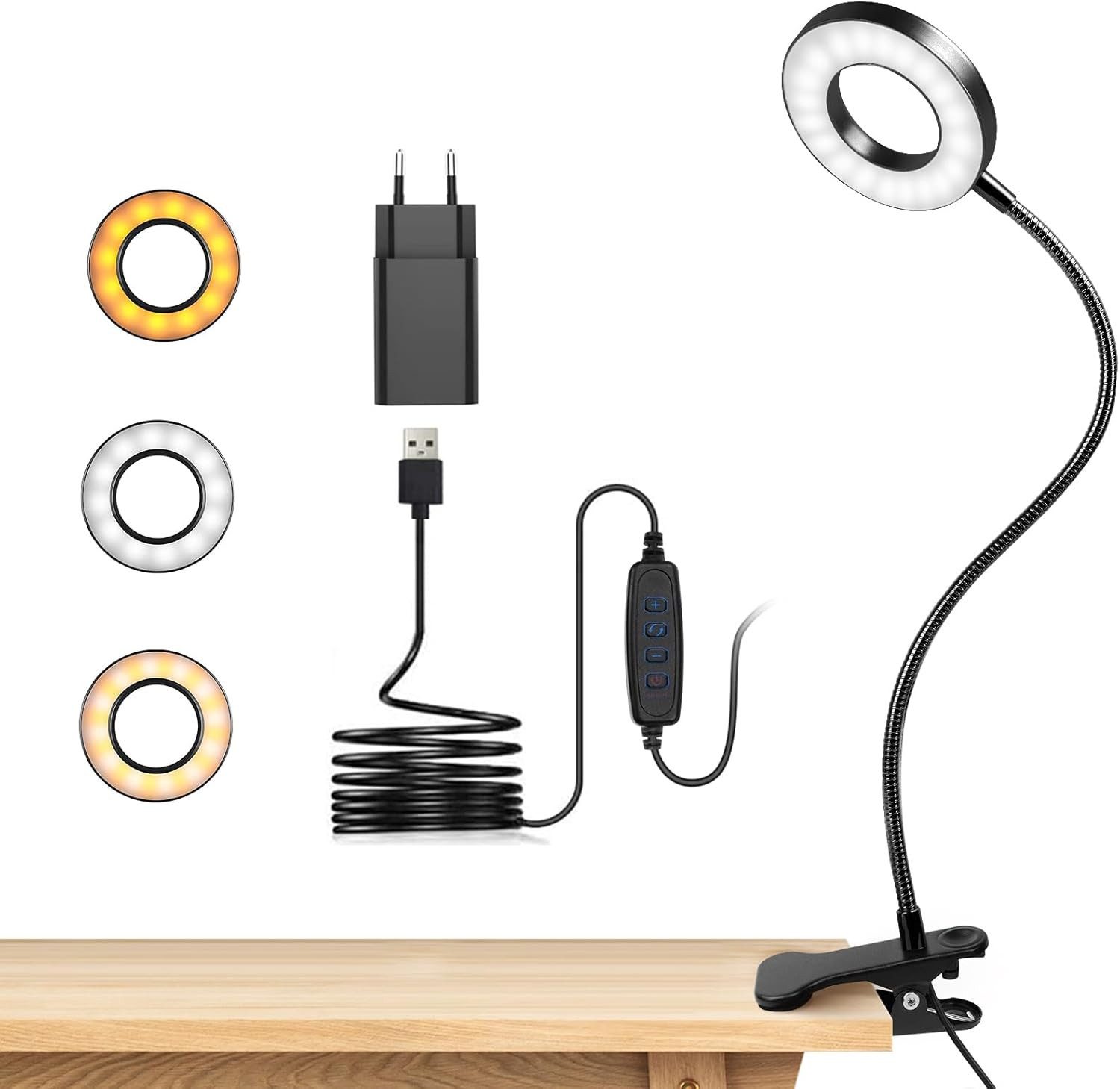 FELIXLEO Klemmleuchten LED Leselampe mit Klemme, 48 LEDs, 10 Stufen, 3 Farbtemperaturen