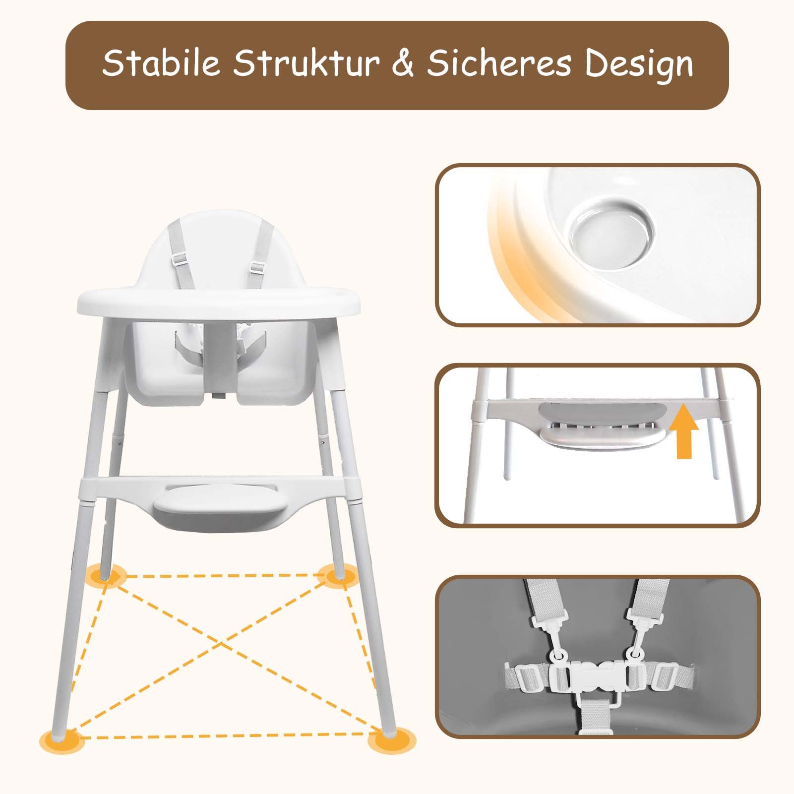 Yalion Hochstuhl mit Tablett-Höhenverstellbarer, verstellbare Fußpedale günstig online kaufen