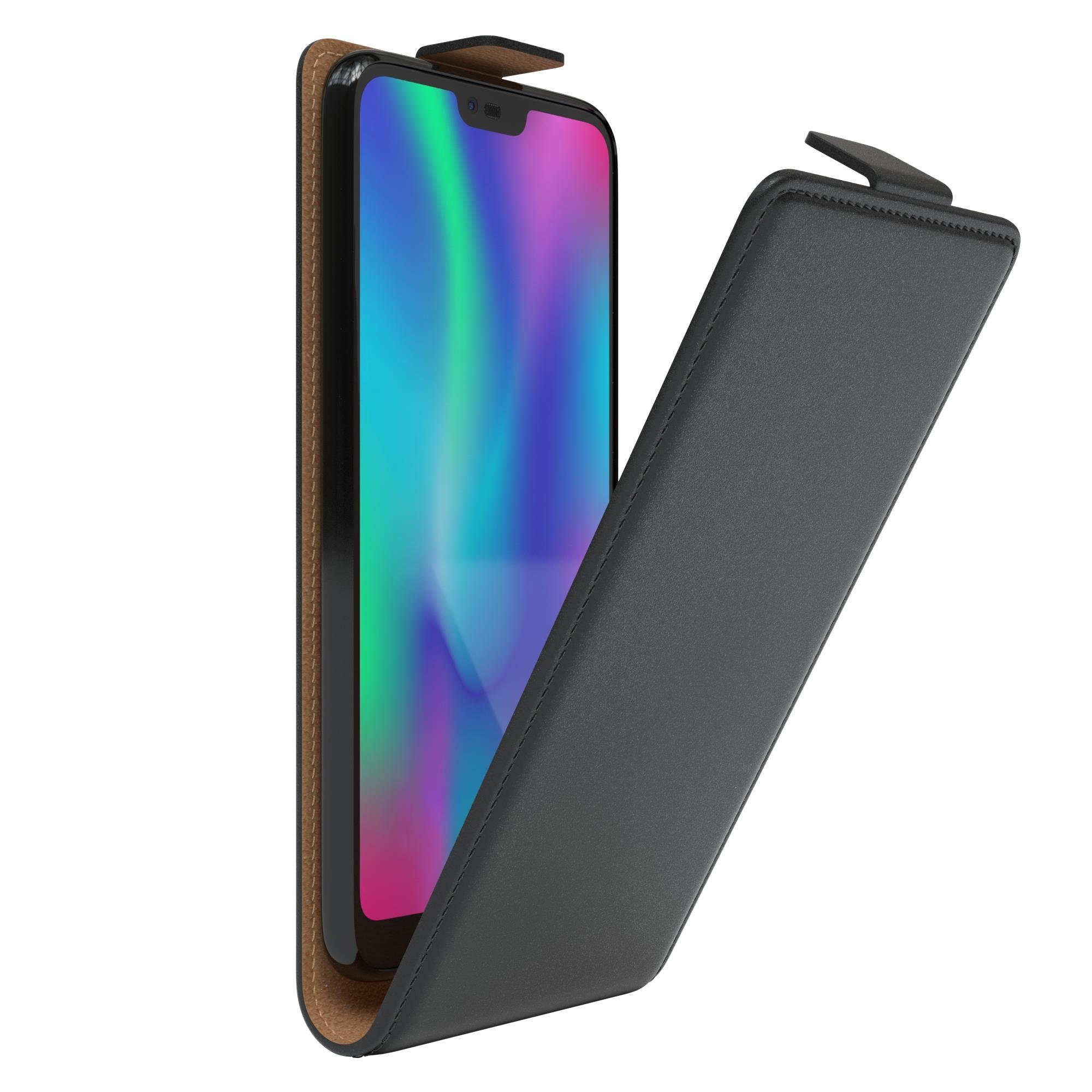 EAZY CASE Handyhülle Flipcase für Honor 10 5,84 Zoll, Tasche Klapphülle Handytasche zum Aufklappen Etui Kunstleder Schwarz