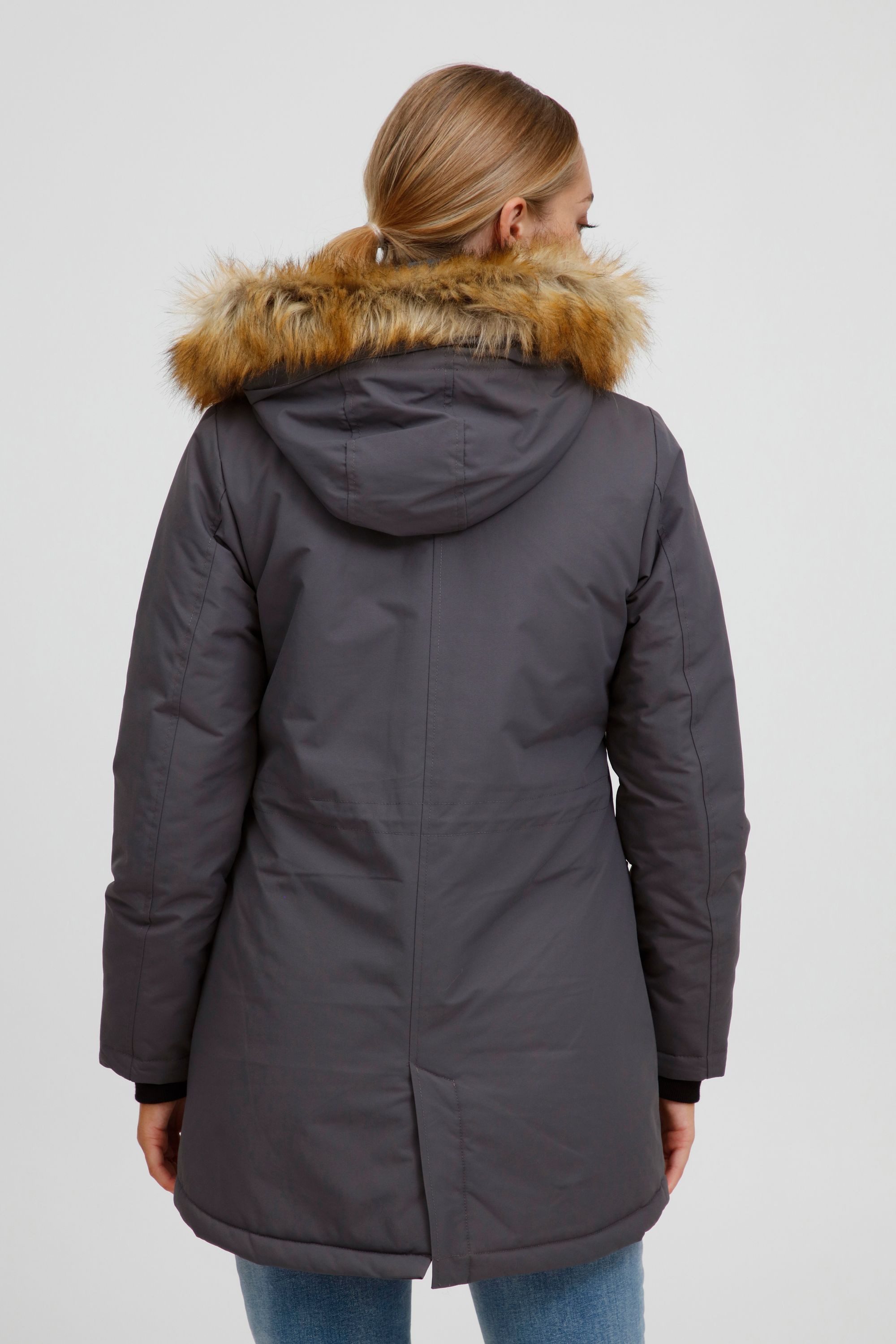 OXMO Wintermantel OXActa Wintermantel mit Kapuze und abnehmbaren Kunstfell