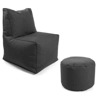 mokebo Sitzsack Der Ruhepol (mit Hocker), Indoor & Outdoor Sessel mit Pouf, Bean Bag & Relaxsessel in Grau
