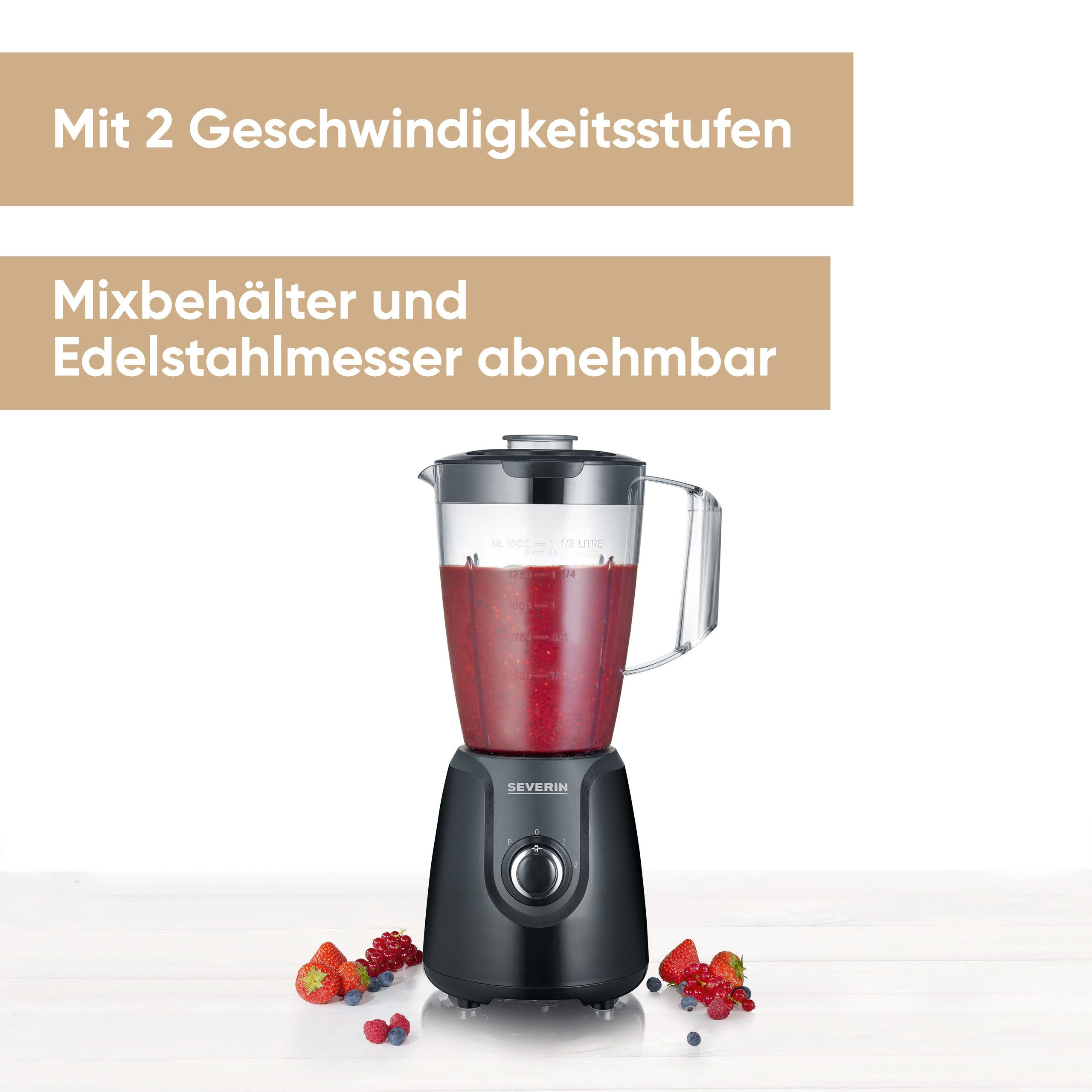 Severin Standmixer SM 3707, 600 W, frischer Vitamingenuss auf Knopfdruck