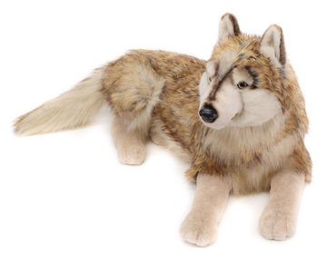 Uni-Toys Kuscheltier Wolf, liegend - 100 cm (Länge) - Plüsch-Wolf, Lupus - Plüschtier, zu 100 % recyceltes Füllmaterial