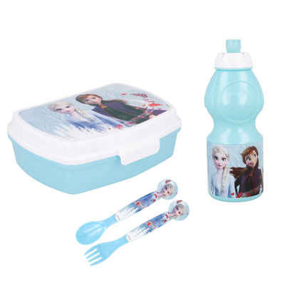 Disney Frozen Lunchbox 4 Teilige Set Die Eiskönigin Elsa und Anna - Brotdose Trinkflasche Besteck, (4-tlg)