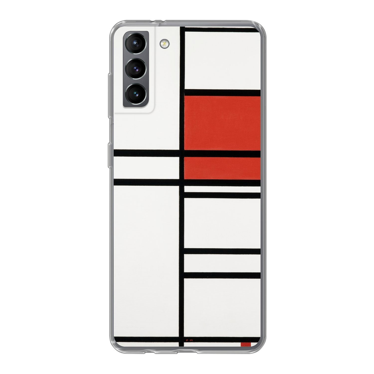MuchoWow Handyhülle für Samsung Galaxy S21 Plus Komposition mit Rot und Weiß - Piet Mondri, Phone Case, Silikon, Schutzhülle Dünn