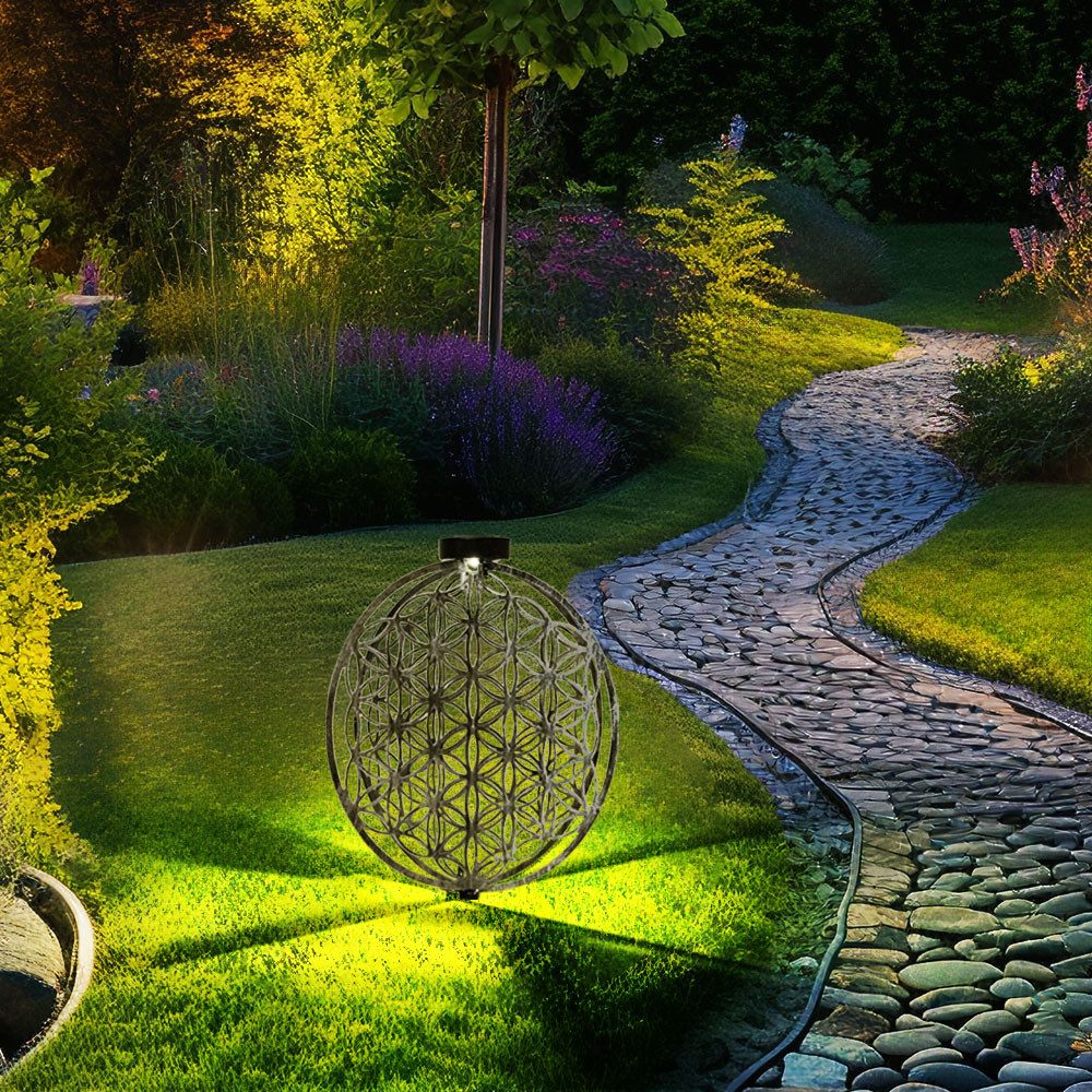 GLOBO LIGHTING LED Solarleuchte, LED-Leuchtmittel fest verbaut, Warmweiß, Solarlampe orientalische Dekoleuchte Gartenlampe Lebensblume Solar