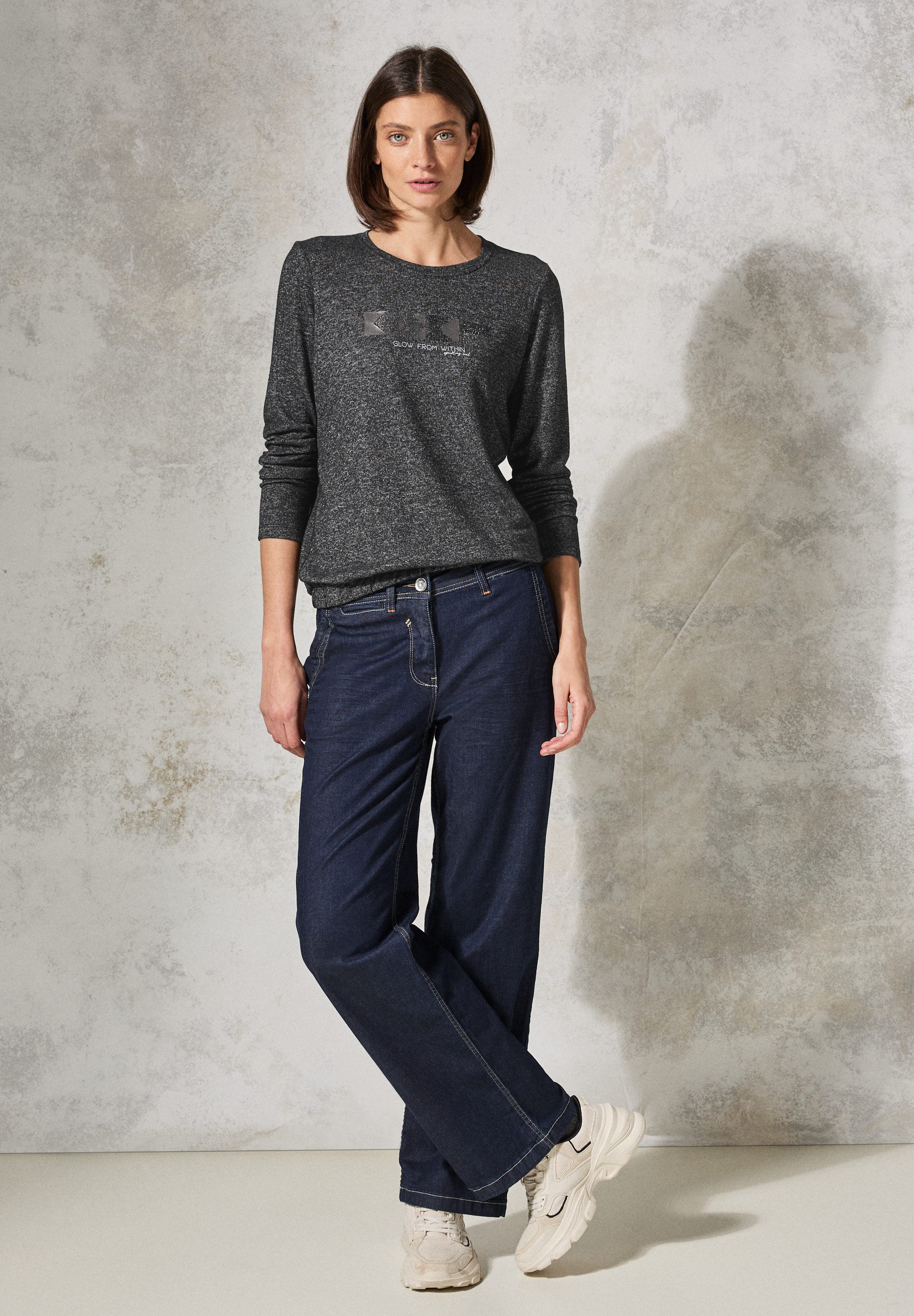 CECIL Langarmshirt mit dekorativem Folien-Print