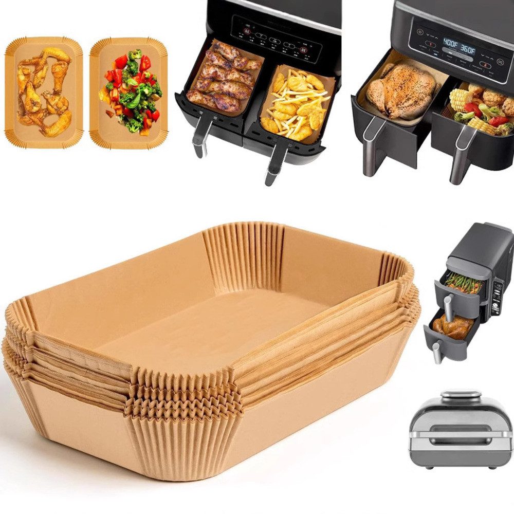 PRECORN Бумага для выпечки 50x Airfryer Бумага для выпечки Rechteckig 22x14x4,5cm hitzebeständig bis 230°