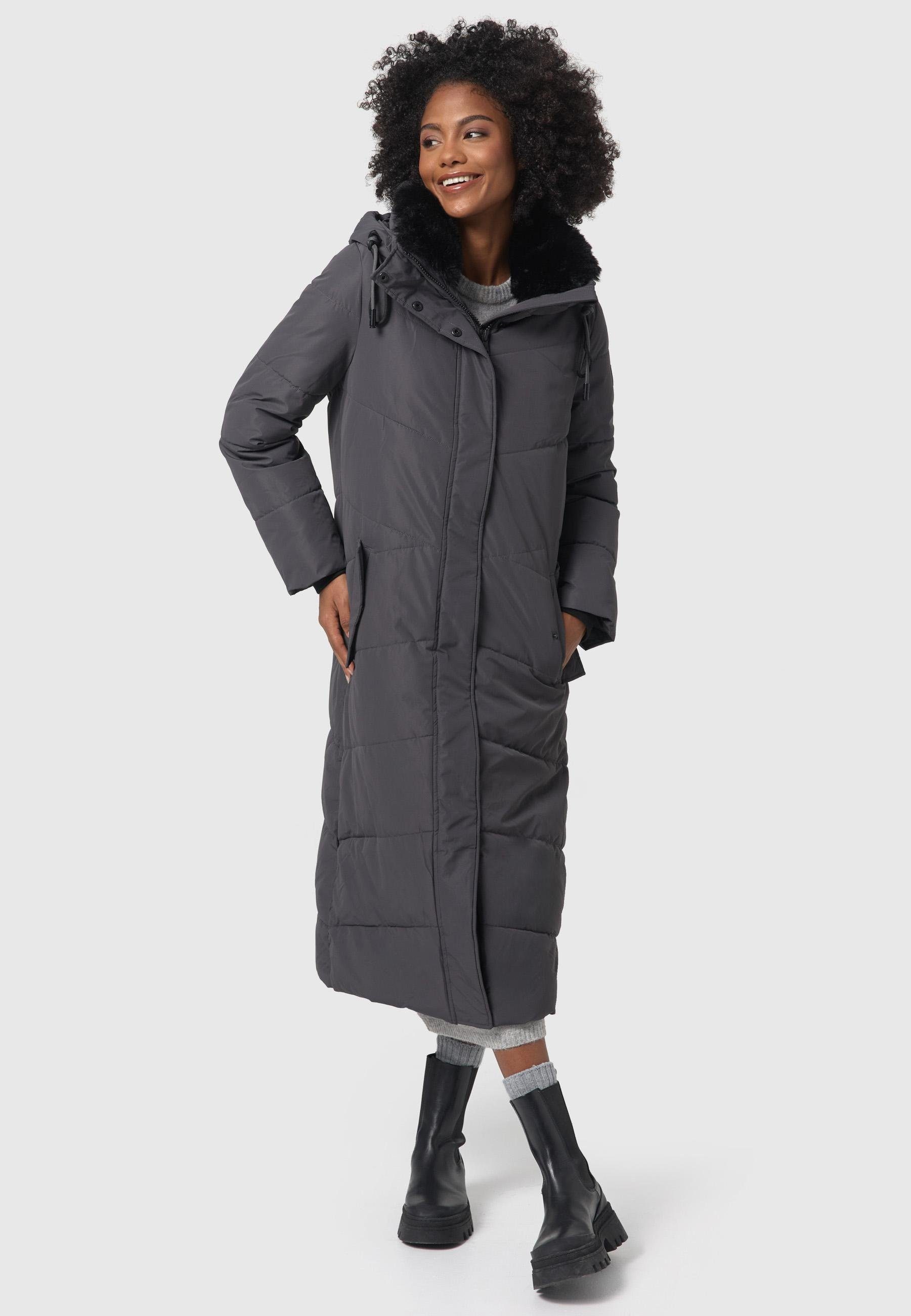 Navahoo Steppmantel Hingucker XIV Damen Wintermantel mit abnehmbaren Kunstfellkragen
