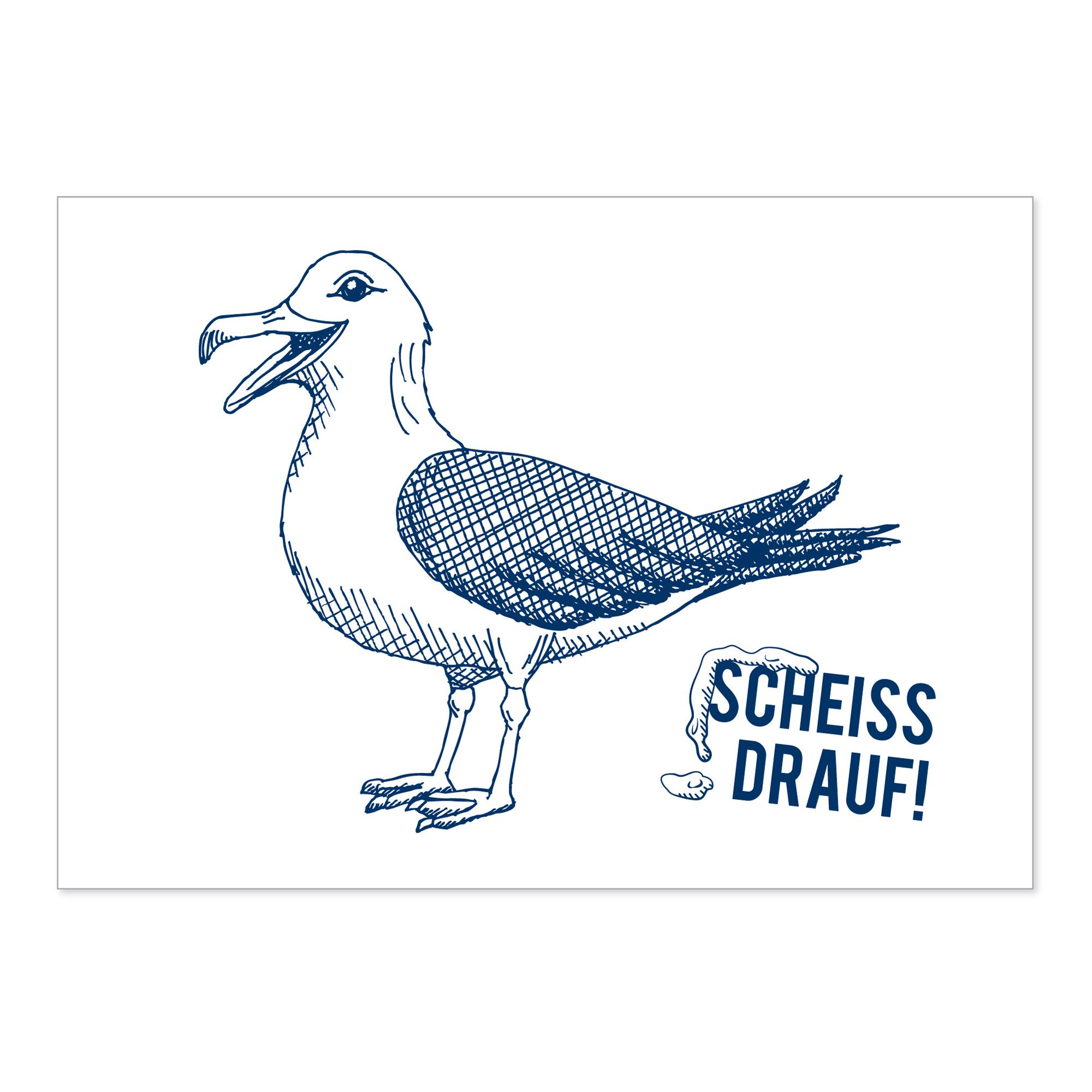 Postkarte Maritime Postkarte "Scheiß drauf - Möwe" aus Recyclingpapier