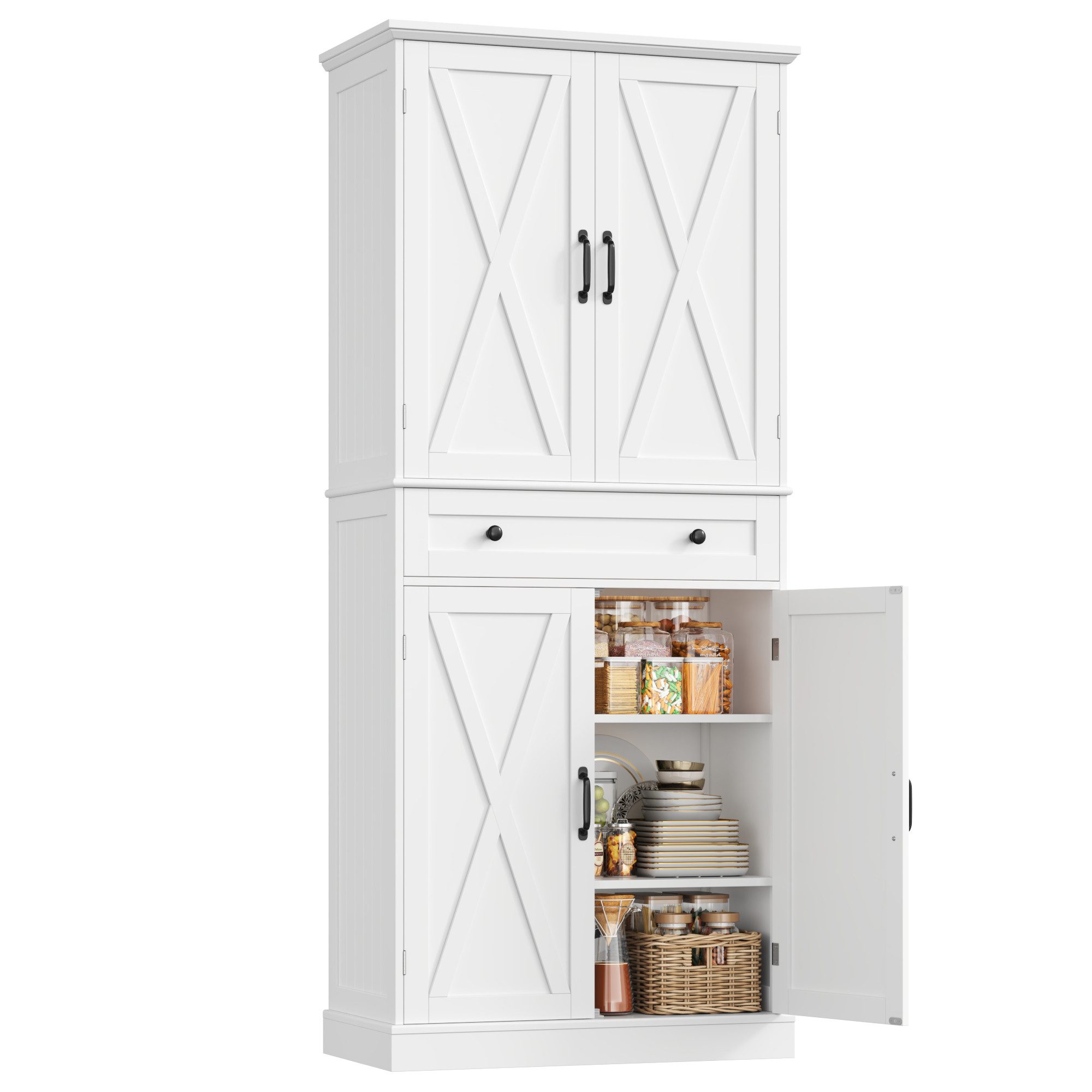 Homfa Küchenbuffet Küchenschrank mit 2 Schubladen Buffetschrank Vorratsschr günstig online kaufen