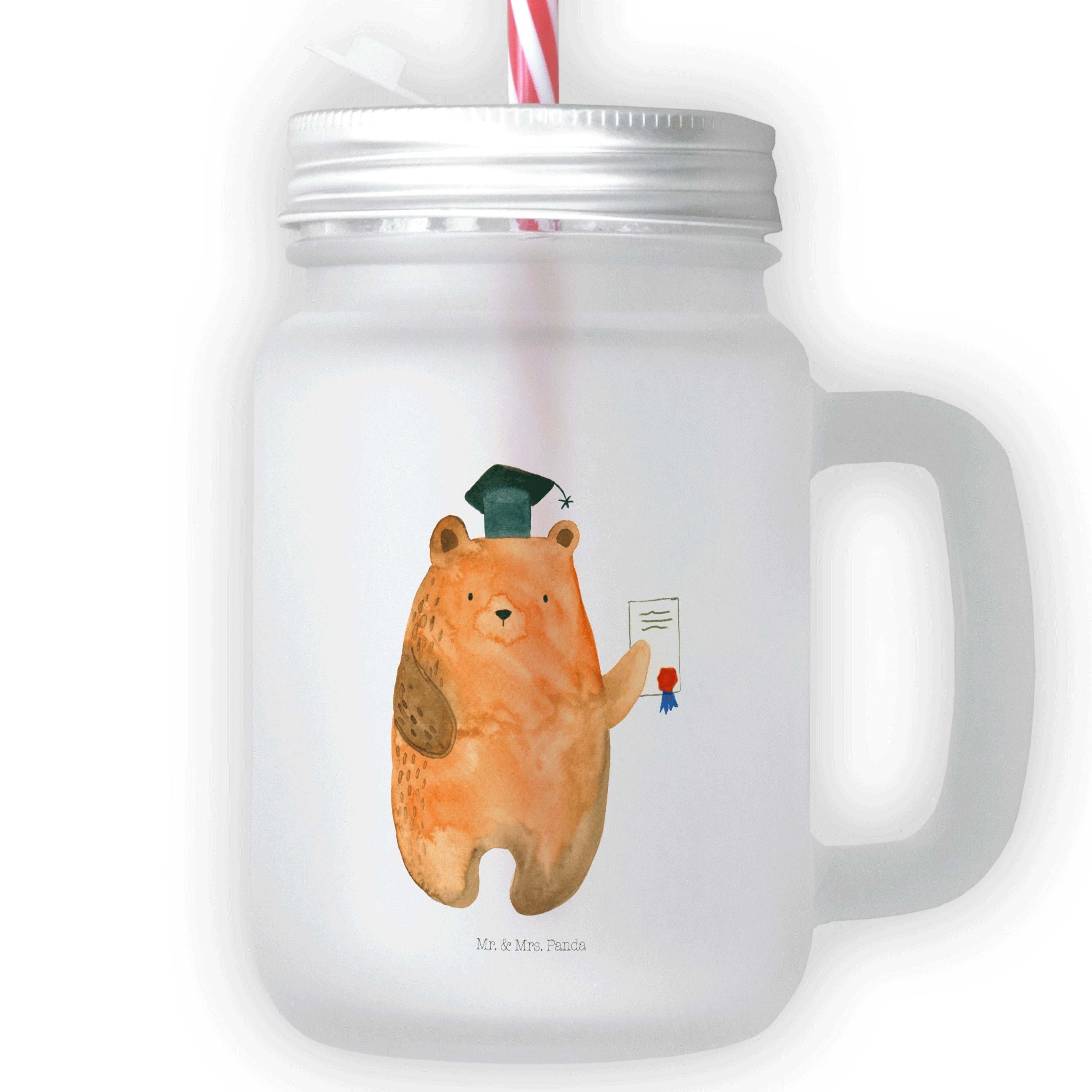 Mason - Mrs. - Trinkglas, Glas Mr. & Prüfungen, Geschenk, Transparent Jar Premium Glas Panda Prüfungsbär