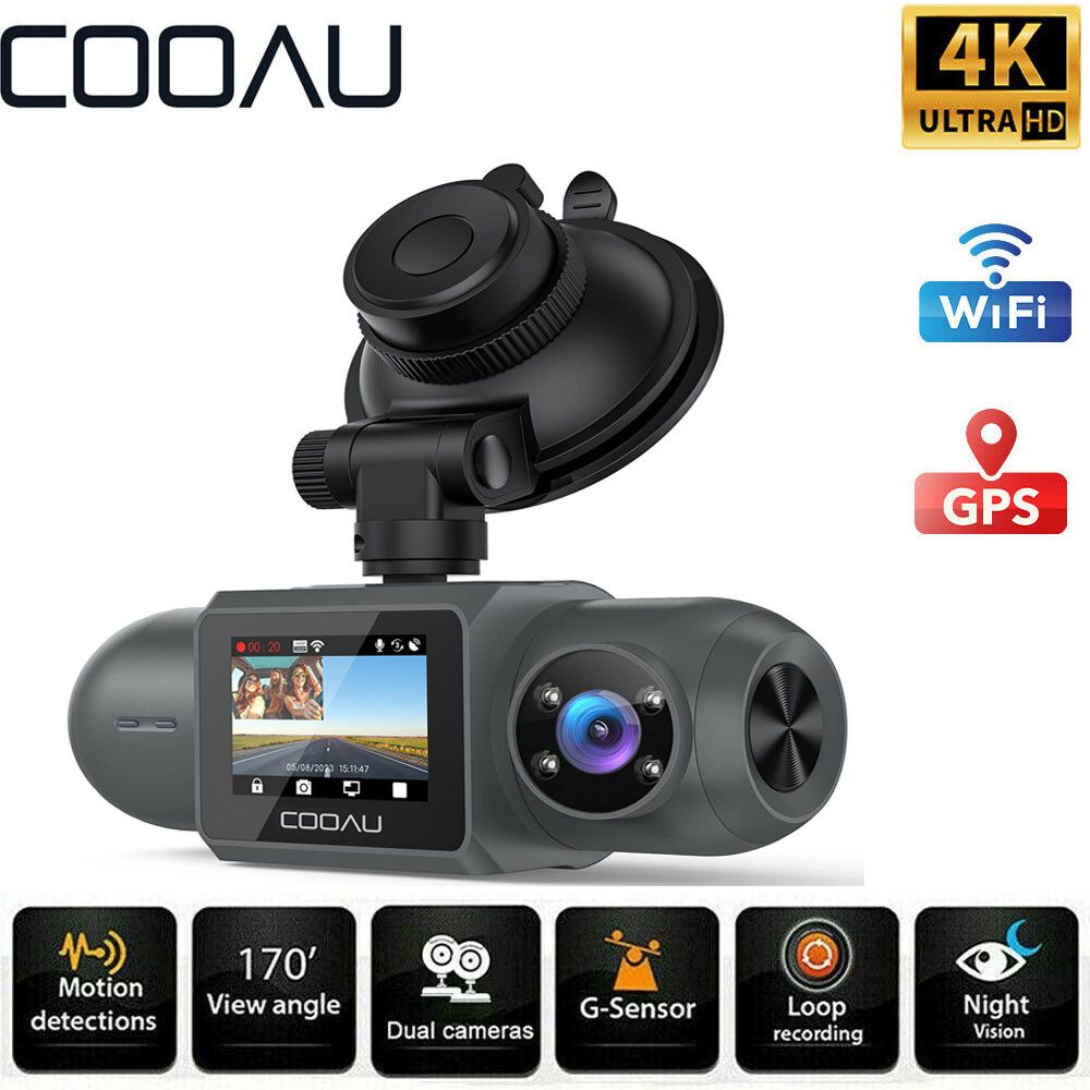 COOAU Dashcam Auto Vorne Hinten 4k/1080P WiFi GPS Dual Dash Cam mit SD Karte Dashcam (HD, WLAN