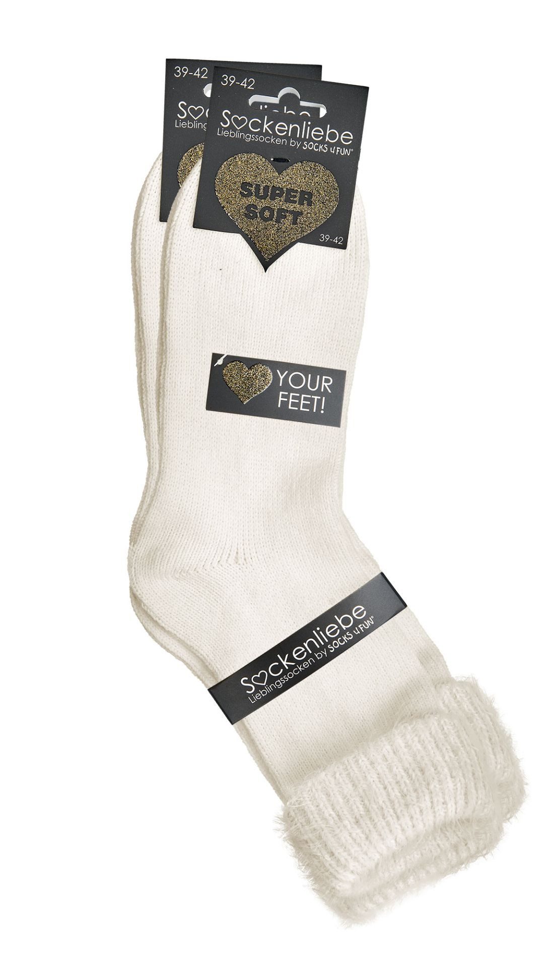 FussFreunde Kuschelsocken 2 Paar softe Kuschelsocken, Flausch-Söckchen, Umschlagsocken für Damen (Packung, 2 Paar) weich und flauschig, atmungsaktiv, hautsympathisch