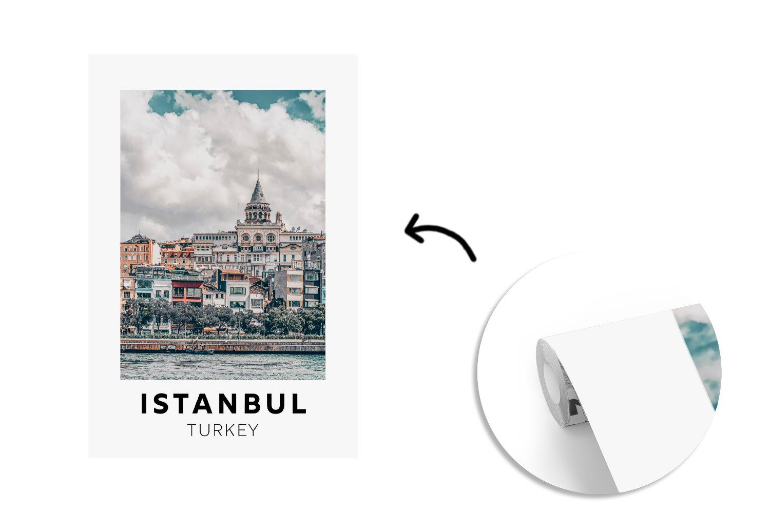 Wandtapete Vinyl Montagefertig Wolken, - Matt, bedruckt, - St), (3 Istanbul Fototapete MuchoWow für Türkei Wohnzimmer, Tapete