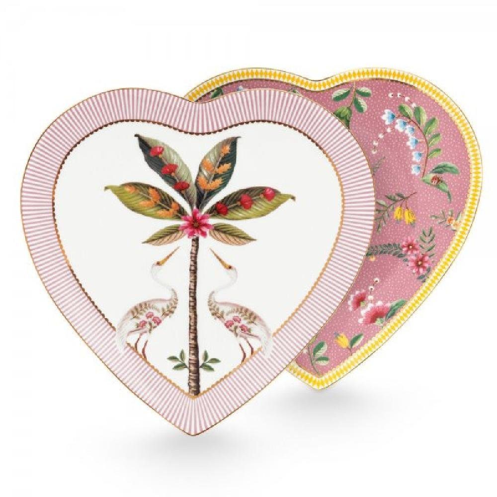 PiP Studio Servierplatte Teller-Set in Herzform La Majorelle Rosa (21,5 cm) (2-teilig)