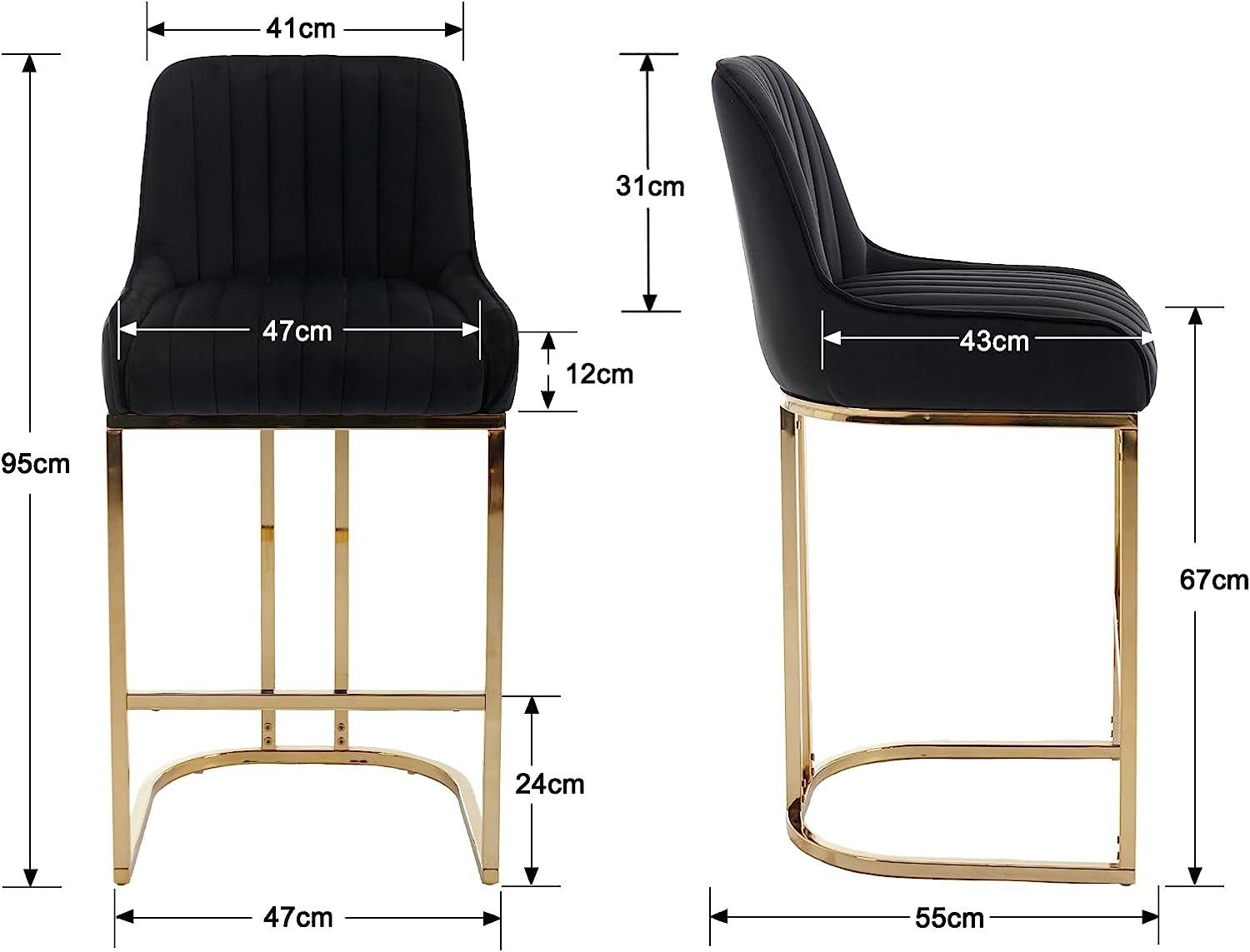 WAHSON OFFICE CHAIRS Barhocker Samt 2/4er Set Küchenhocker mit Lehne günstig online kaufen