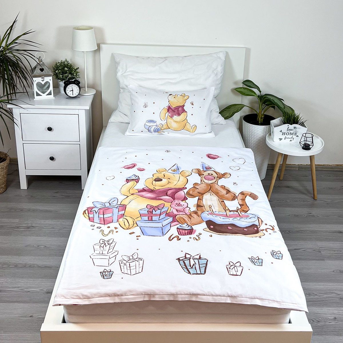 Disney Kinderbettwäsche Winnie Puuh Bettwäsche-Set Tigger Ferkel Cartoon 100x135cm, Renforcé, 2 teilig