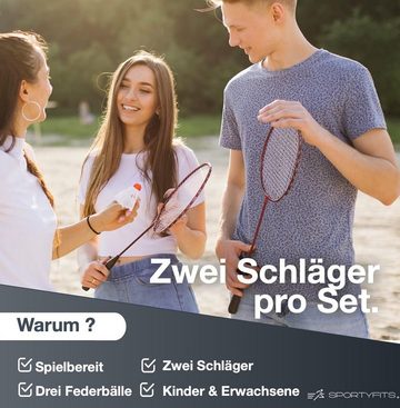 Sportyfits® Badmintonschläger Badminton Erwachsene Federball Schläger Set inkl. 3X Federbälle, (Badminton Set, 1-tlg)