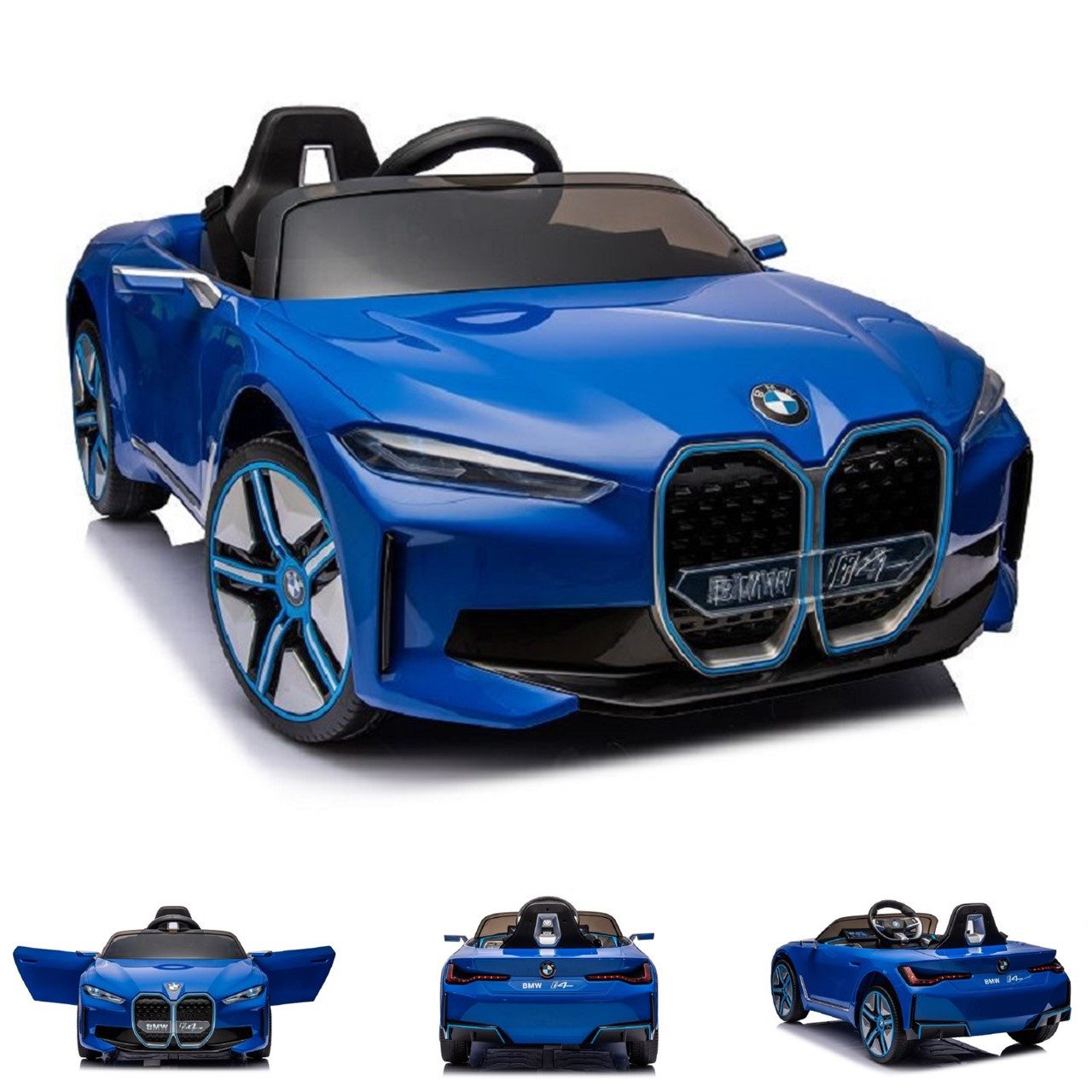 ES-Toys Elektro-Kinderauto Kinder Elektroauto BMW I4, MP3, Belastbarkeit 40 kg, Bluetooth, EVA-Reifen, Gurt, bis 6 km/h