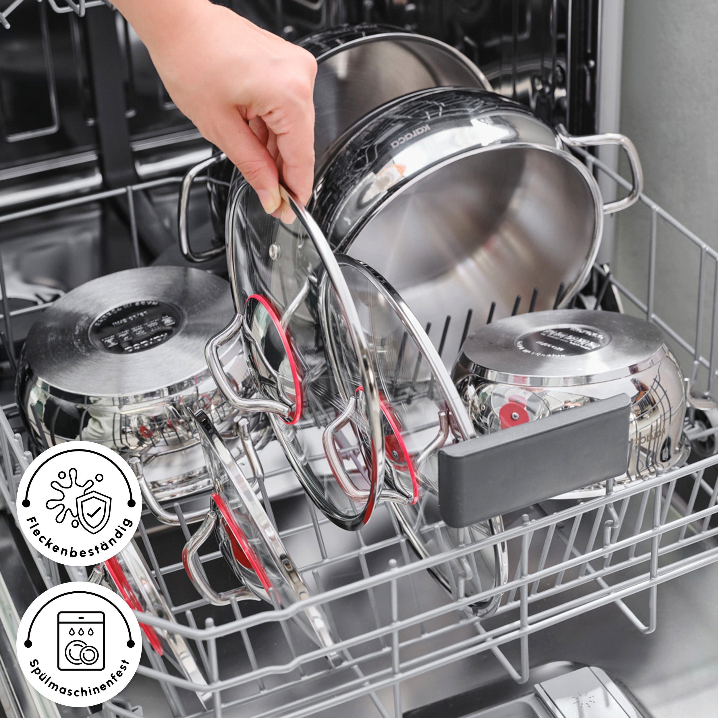 Karaca Topf-Set Karaca Emirgan 8-tlg Induktion Topfset Edelstahl Silber, (8-tlg)