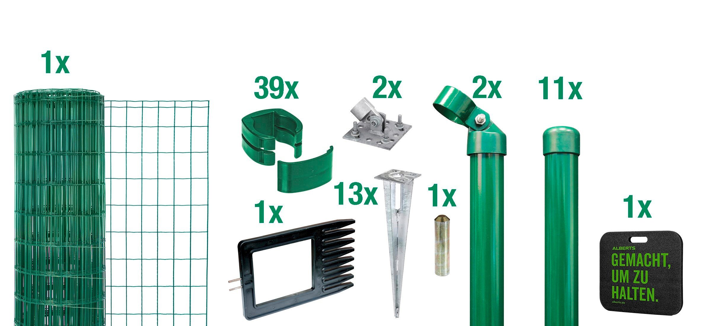 Alberts Schweißgitter Fix-Clip Pro®, (Set), Höhe: 80-150cm, Gesamtlänge: 10 und 25m, mit Bodenhülsen