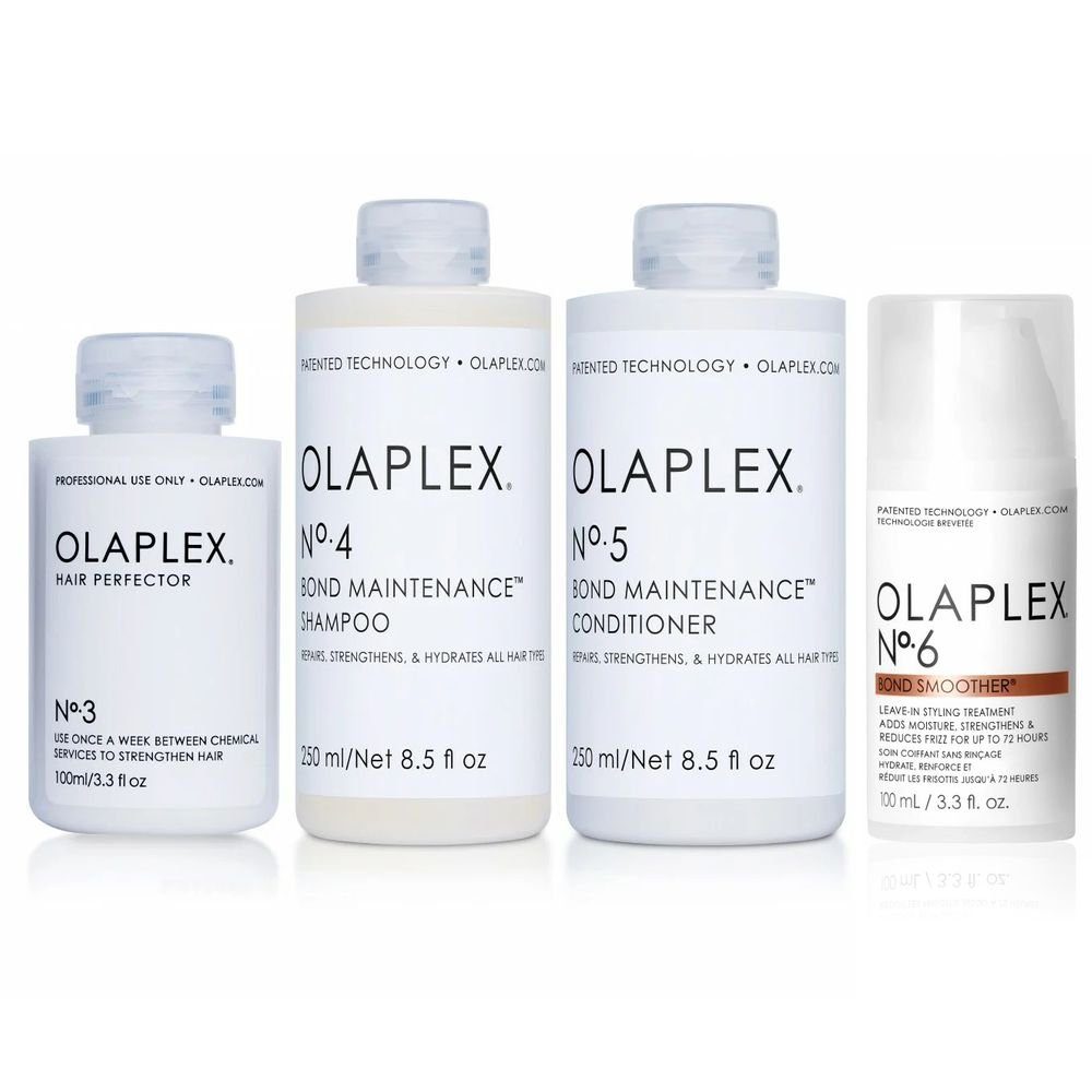 Olaplex Haarpflege-Set Olaplex Set - Hair Perfector No. 3 + Shampoo No. 4 + Conditioner No. 5 + Bond Smoother No. 6