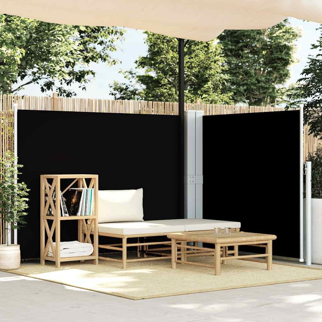 vidaXL Seitenmarkise Ausziehbare Seitenmarkise Schwarz 140 x 600 cm (1-St)