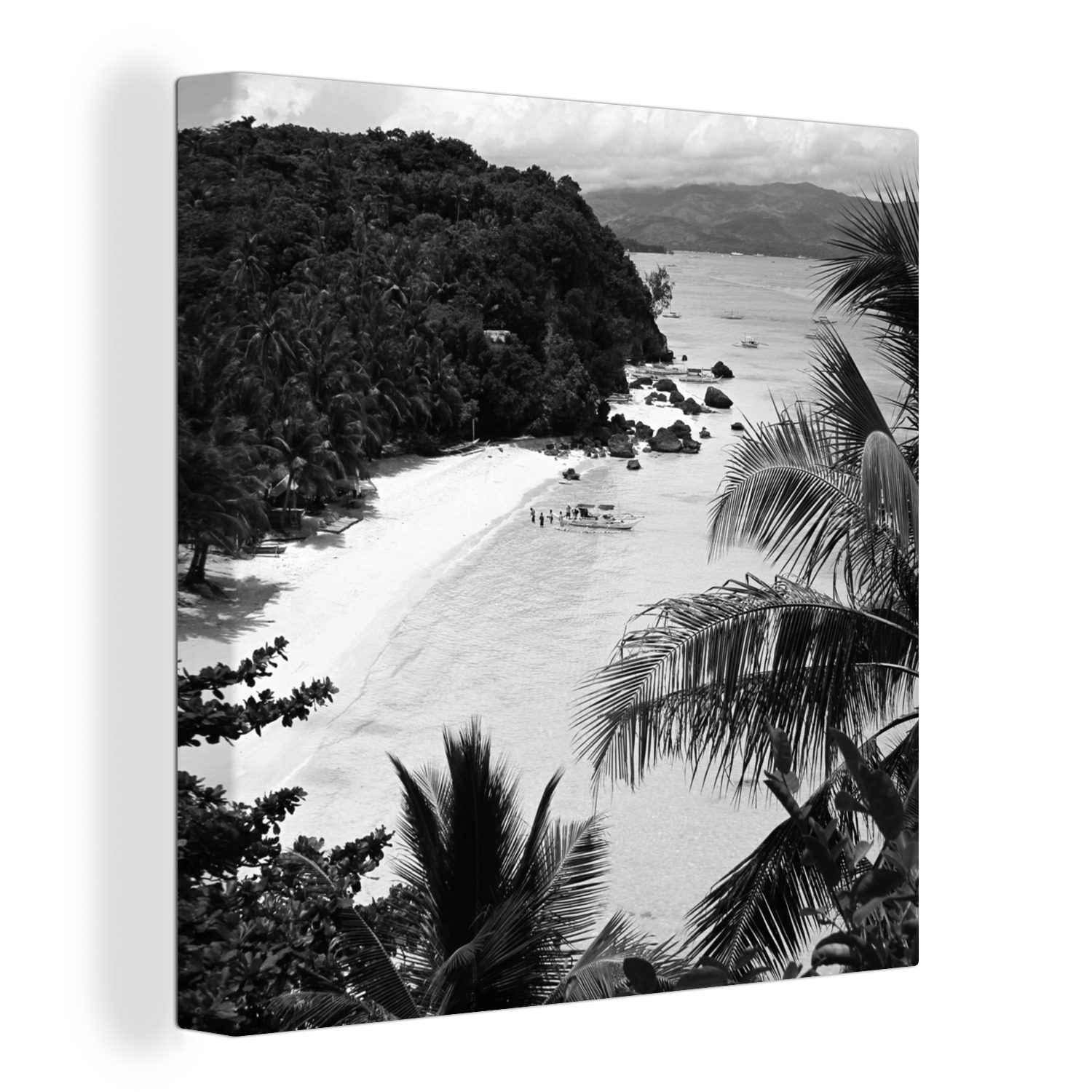 OneMillionCanvasses® Leinwandbild St), und (1 schwarz für und Insel Wohnzimmer Boracay der Grüne Strände weiße Bilder weiß, - Schlafzimmer Natur auf Leinwand
